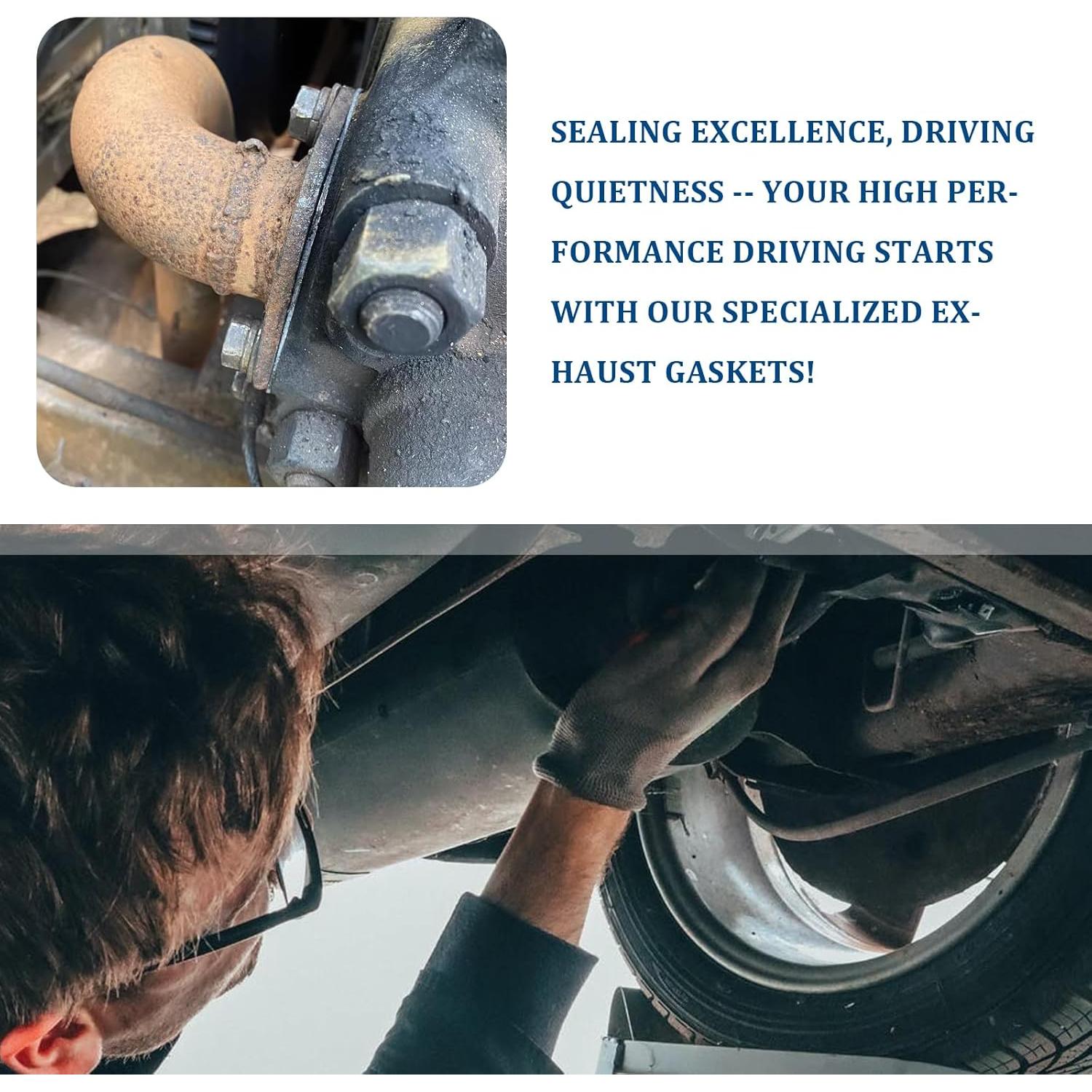 Kit de Junta de Flange de Escape Carleef 2PCS + Tornillos y Tuercas