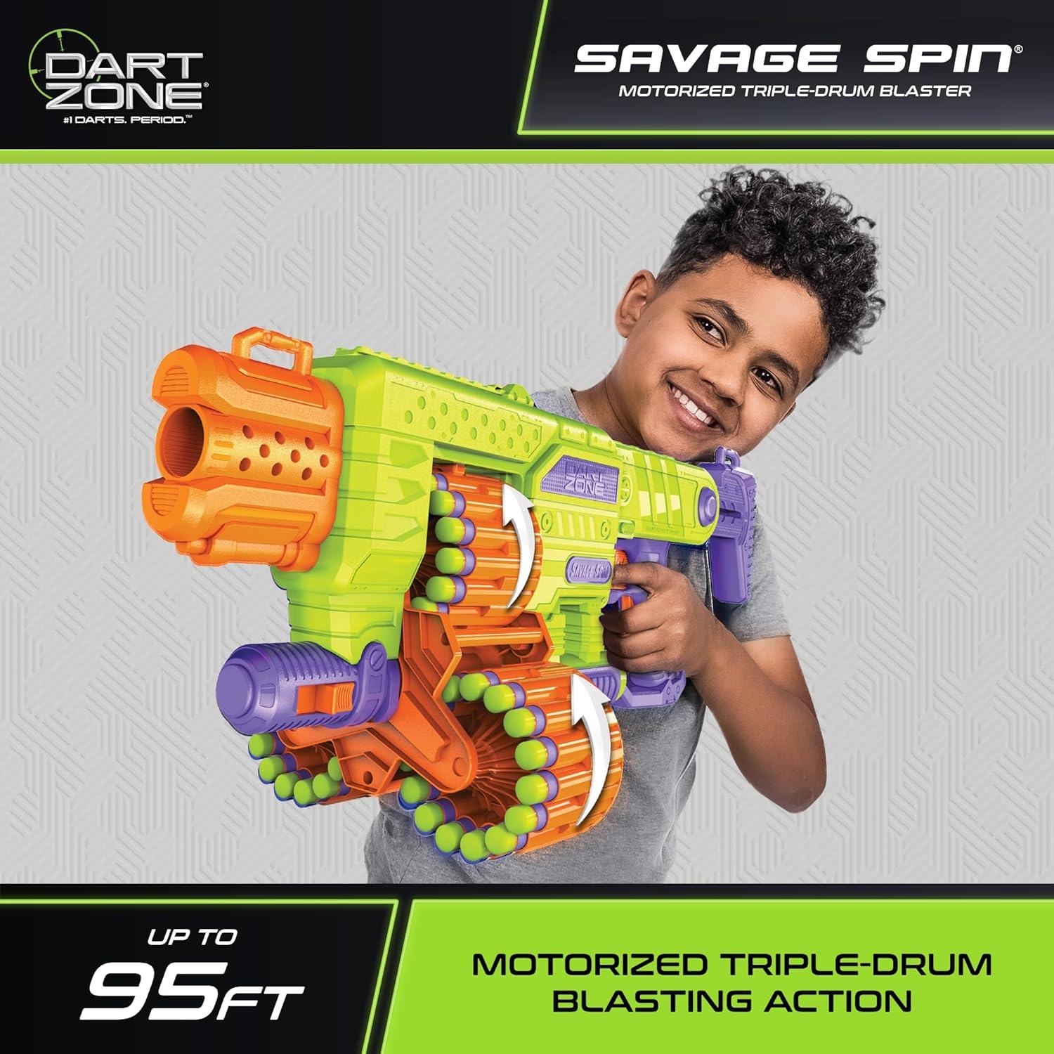 DART ZONE Savage Spin Blaster Motorizado 45 Dardos 24.38m