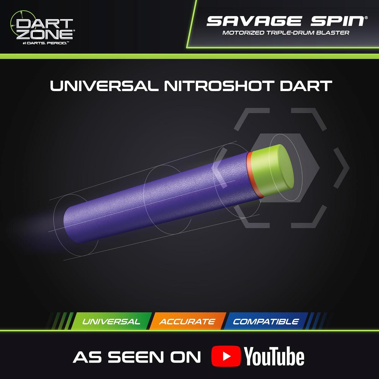 DART ZONE Savage Spin Blaster Motorizado 45 Dardos 24.38m