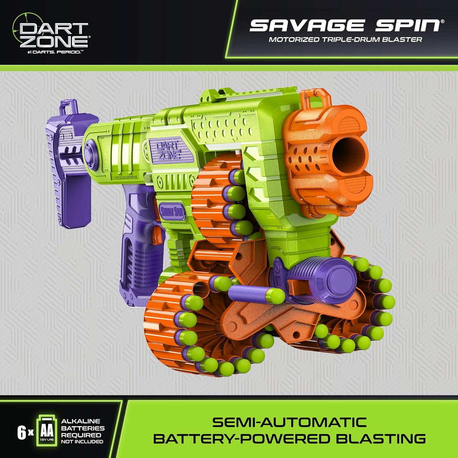 DART ZONE Savage Spin Blaster Motorizado 45 Dardos 24.38m