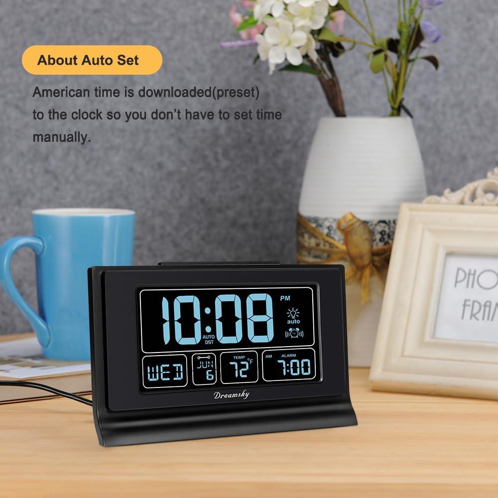 Reloj Despertador Digital DreamSky Negro con USB y Alarma