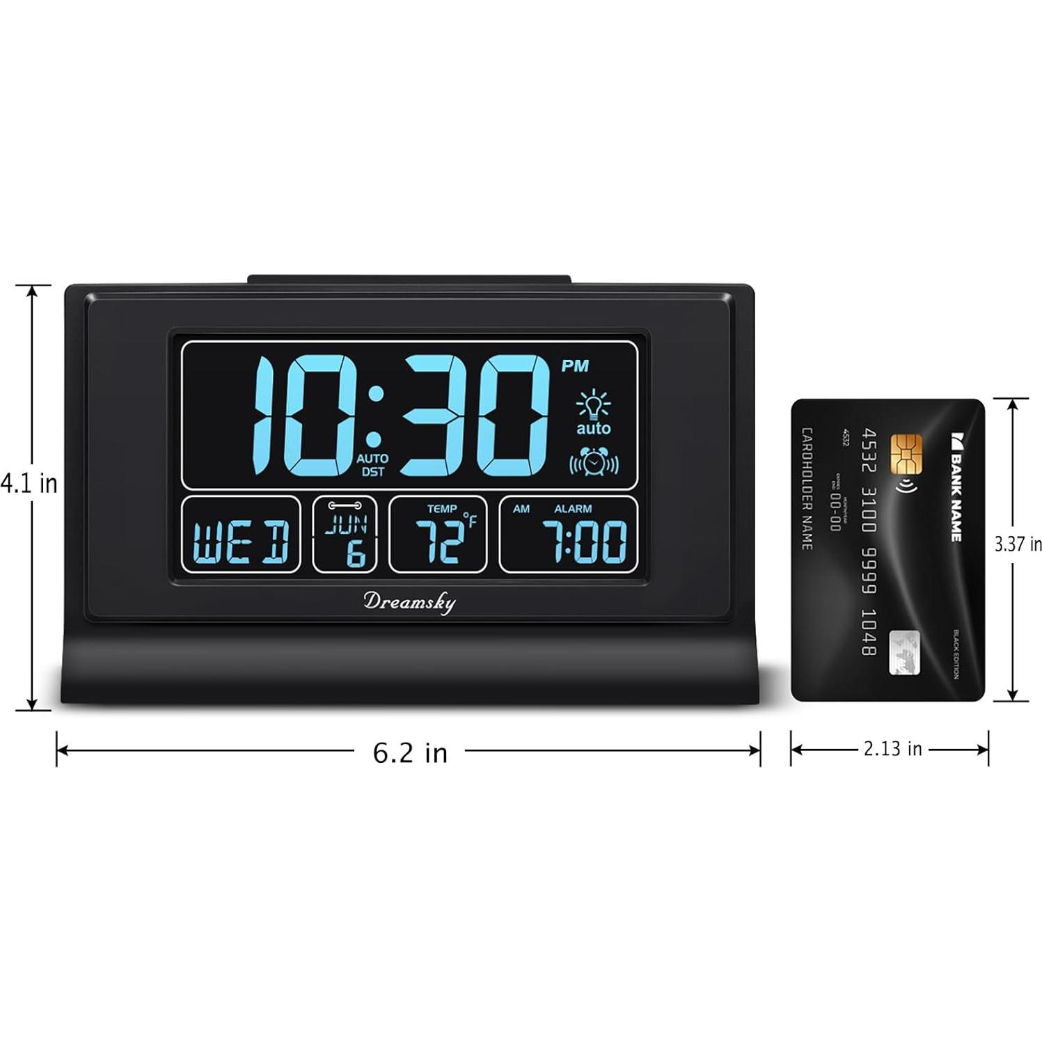 Reloj Despertador Digital DreamSky Negro con USB y Alarma