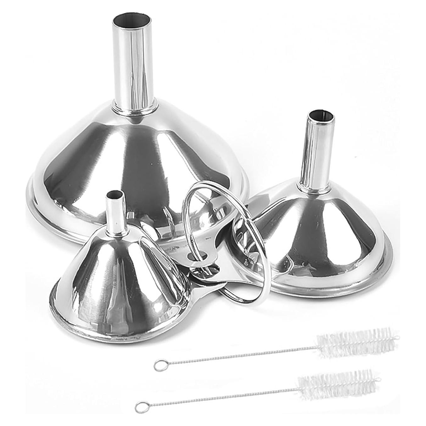 Embudo de Acero Inoxidable YIKANGHENG 3 Piezas con Cepillos