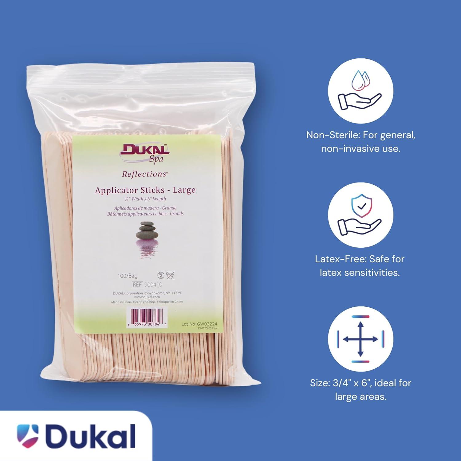 Palitos de Cera de Madera Grandes Dukal - 100 Unidades para Depilación