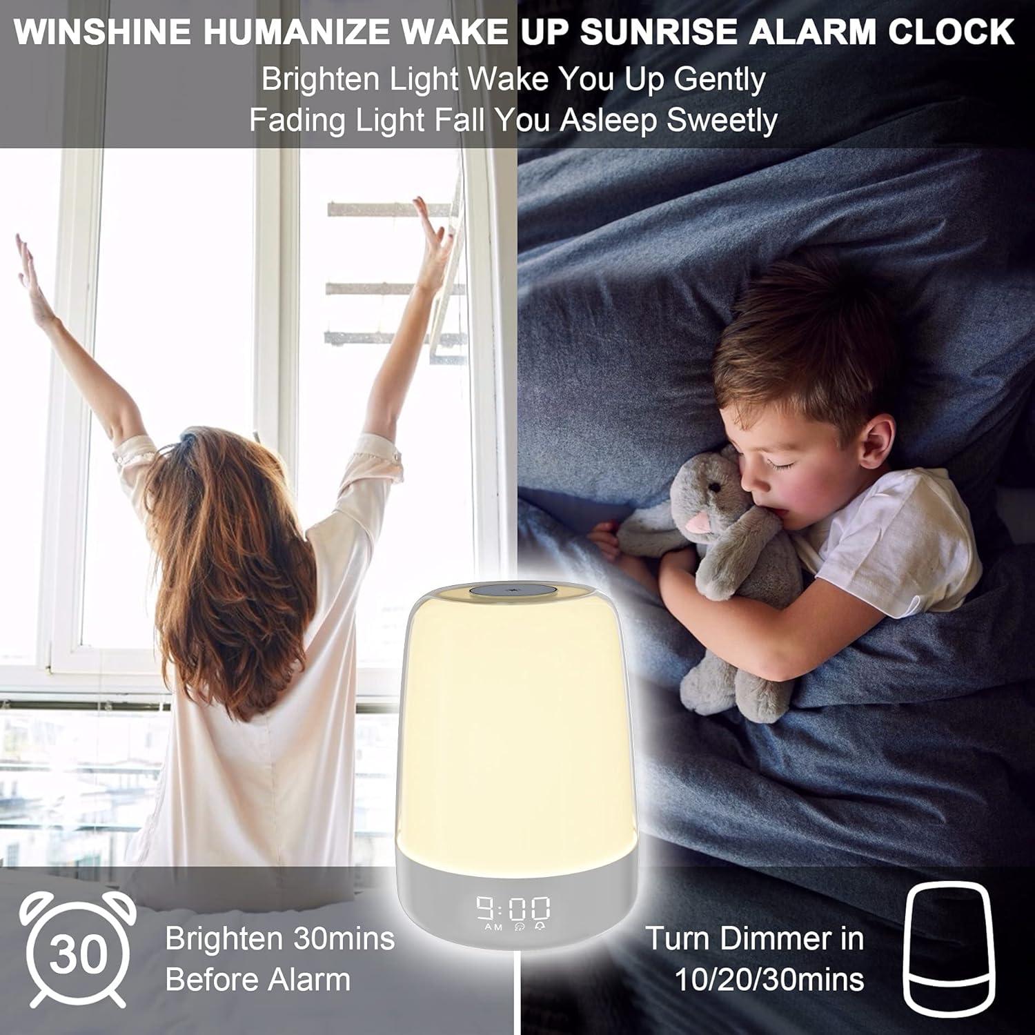 Reloj Despertador winshine con Luz Nocturna y Simulación de Amanecer