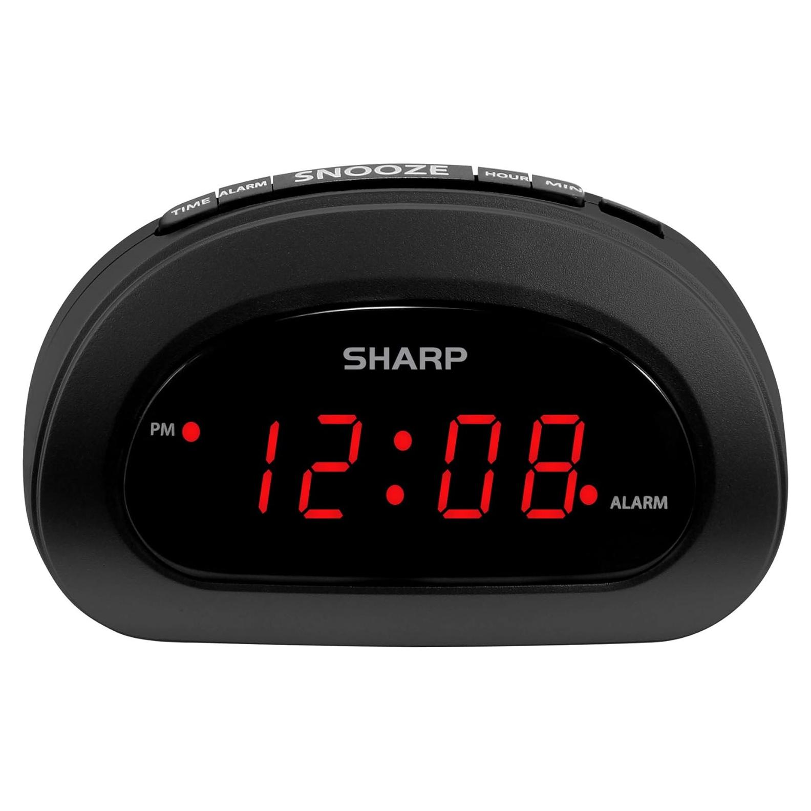 Reloj Despertador Digital SHARP Negro con Snooze y Batería
