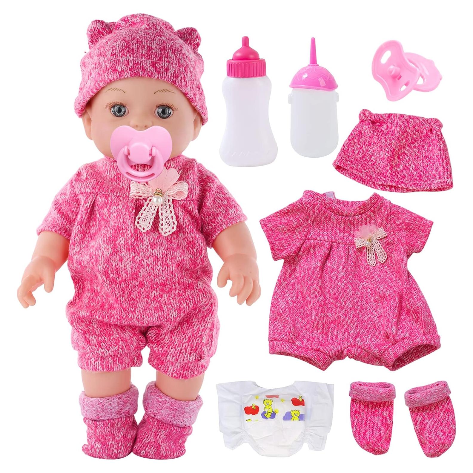 Muñeca Bebé DONTNO 30 cm con Ropa y Accesorios