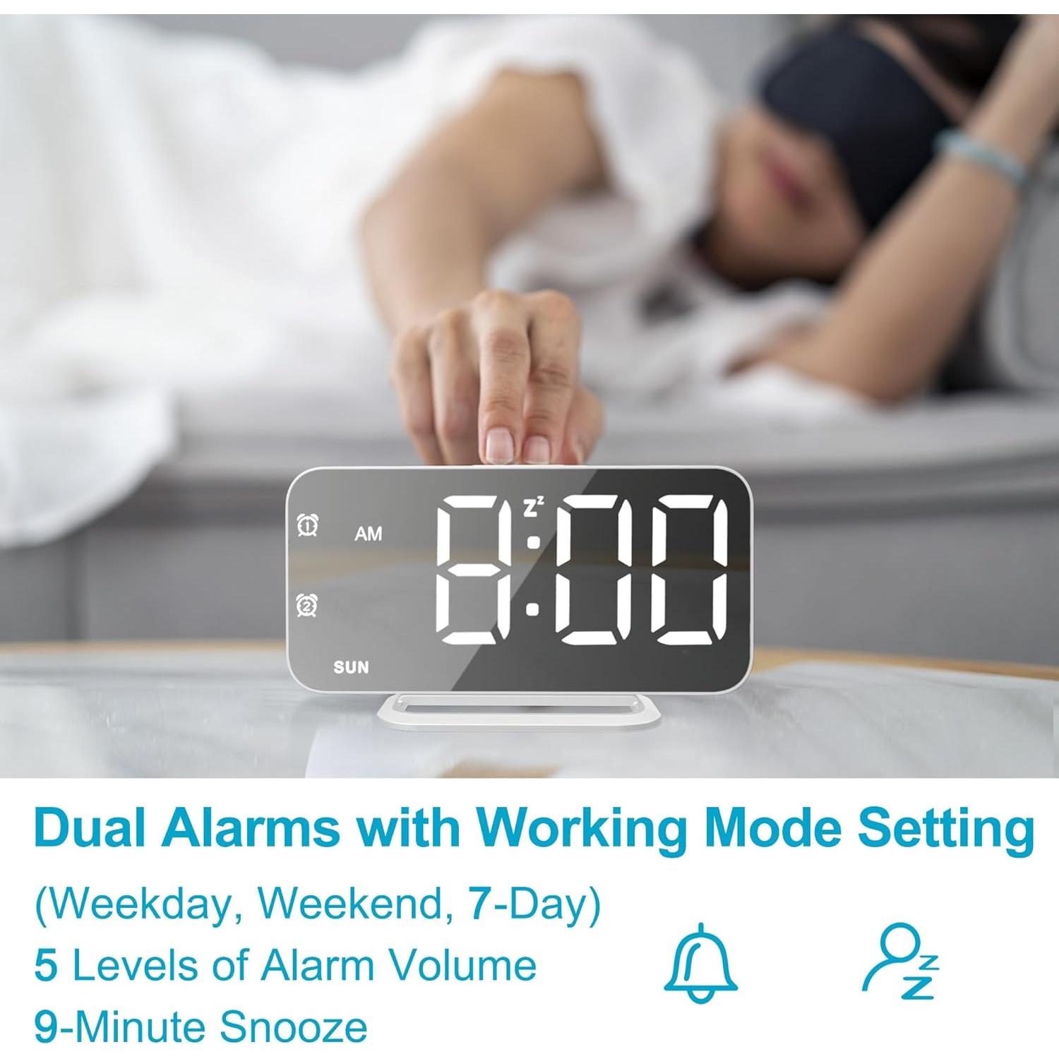 Reloj Despertador Digital JALL CH-08 Espejo Blanco USB