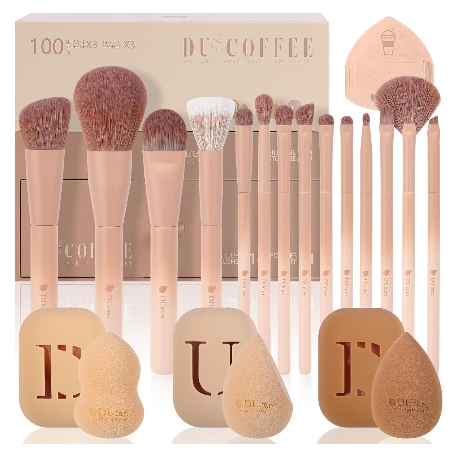 Set de Pinceles de Maquillaje DUcare 14 Piezas con Esponjas