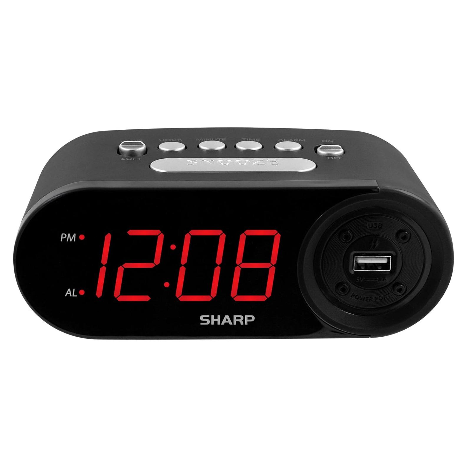 Reloj Despertador Digital SHARP con Carga USB Rápida