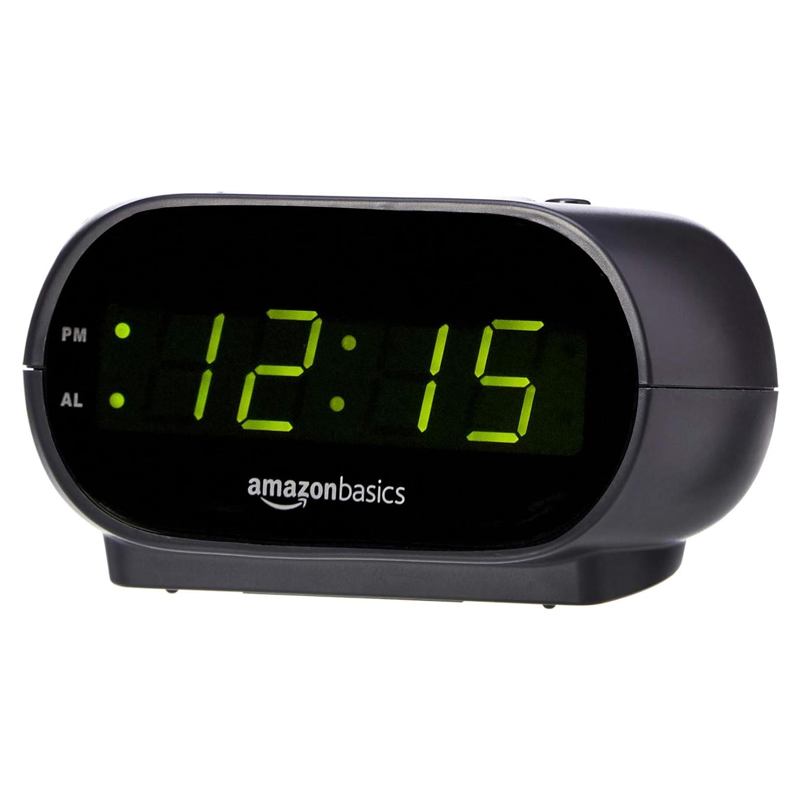Reloj Despertador Digital Amazon Basics Ovalado Negro 11.4x8.9cm