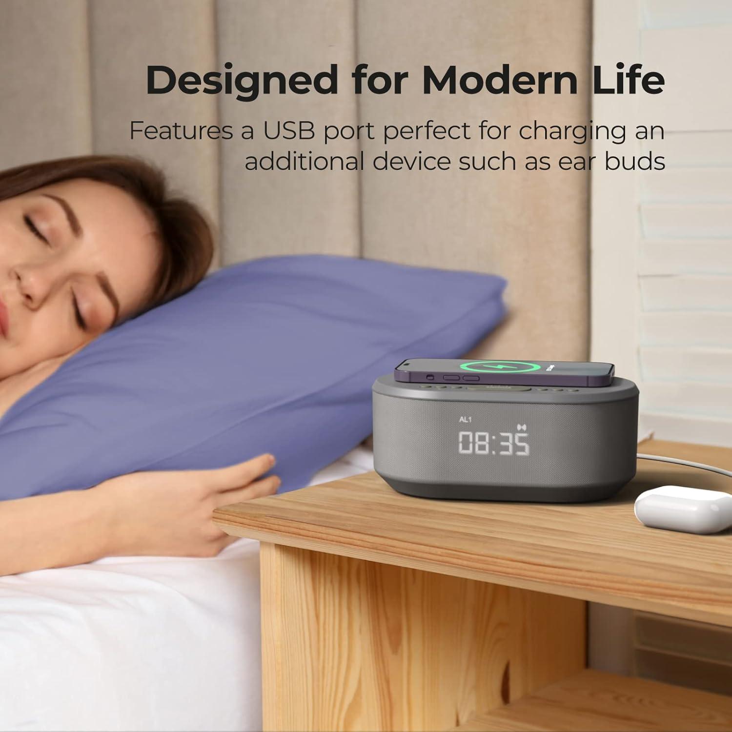 Reloj Despertador i-box Dawn con Carga Inalámbrica y Bluetooth