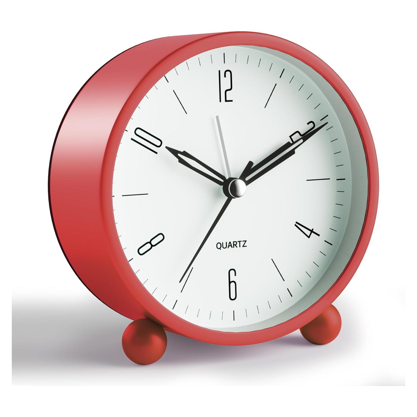 Reloj de Alarma JALL Vintage Rojo 10 cm Silencioso