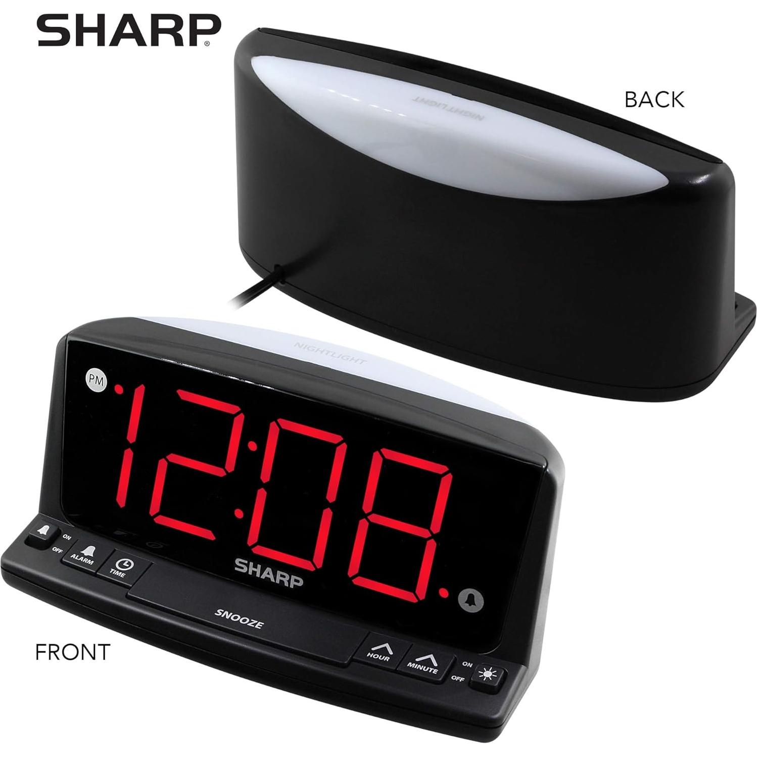 Reloj Despertador Digital Sharp LED Rojo - Números Grandes