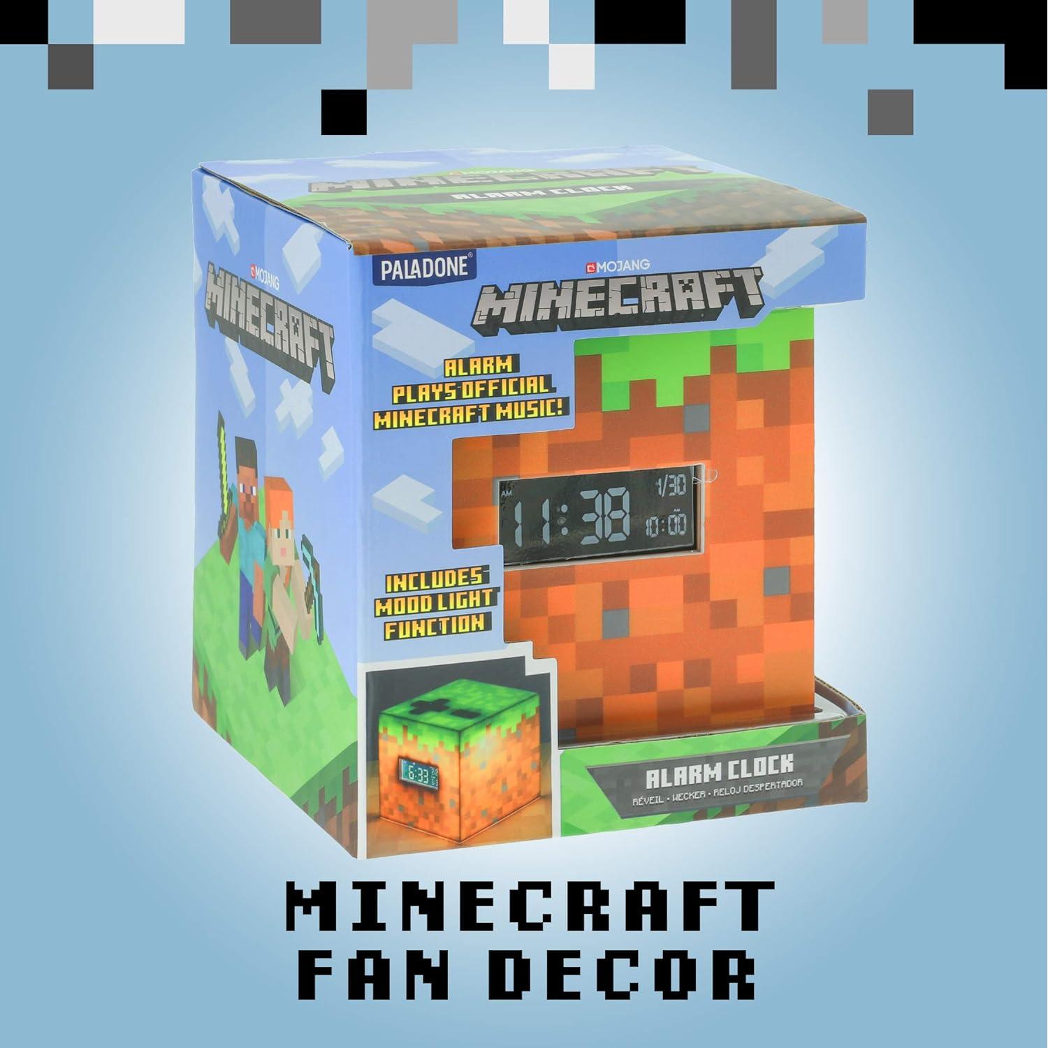 Reloj Despertador Digital Paladone Minecraft Bloque Verde