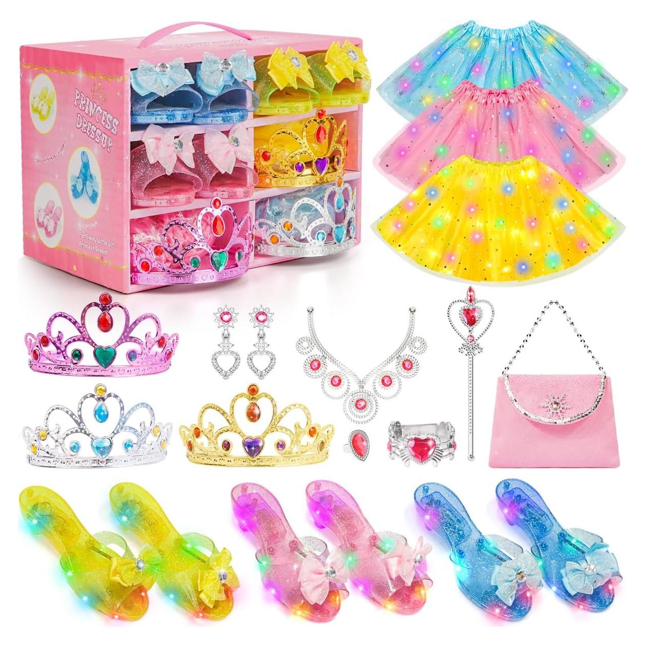 Vestido de Princesa Meland para Niñas con Faldas y Zapatos LED