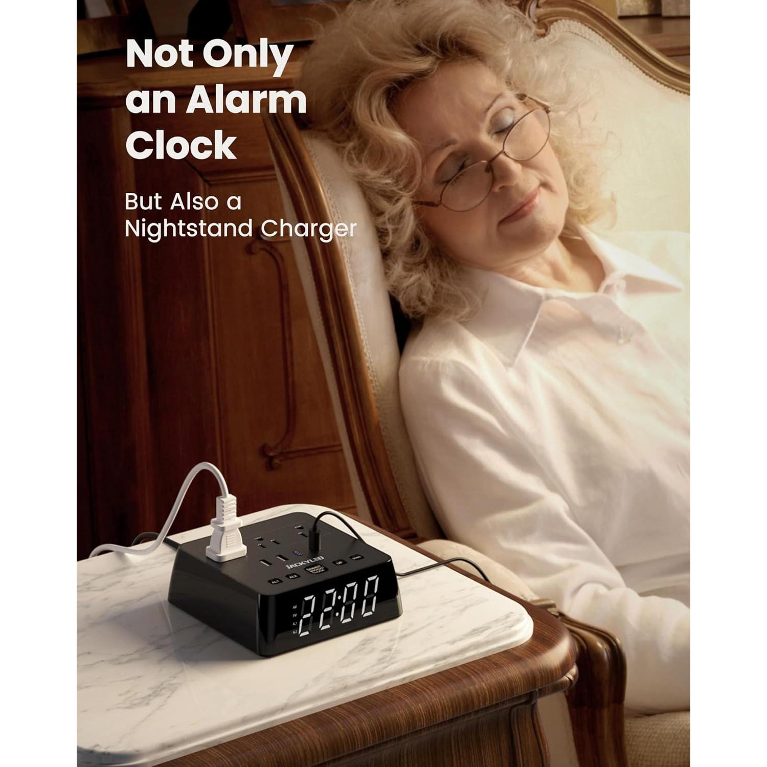 Reloj Despertador JACKYLED con 4 USB y Doble Alarma