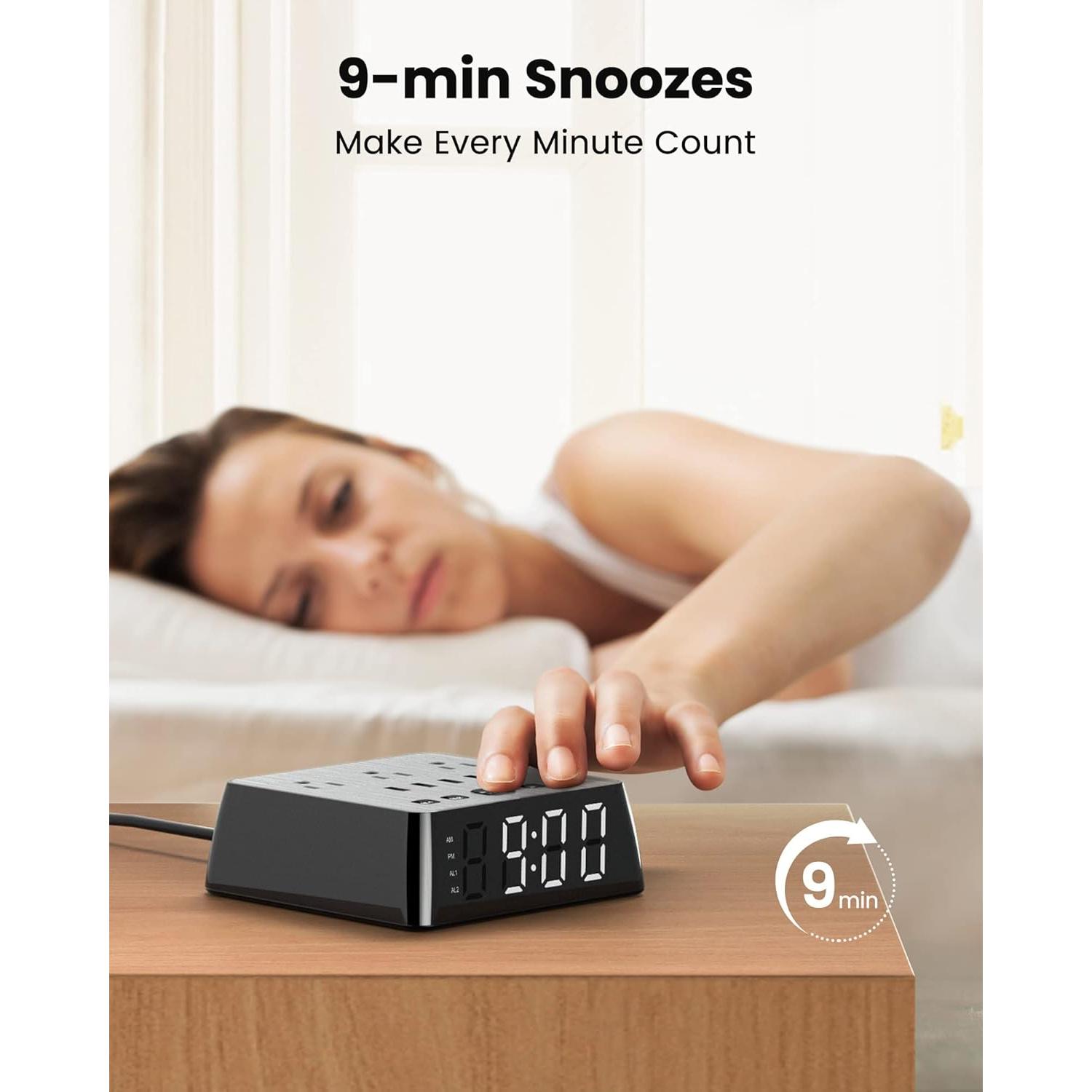 Reloj Despertador JACKYLED con 4 USB y Doble Alarma