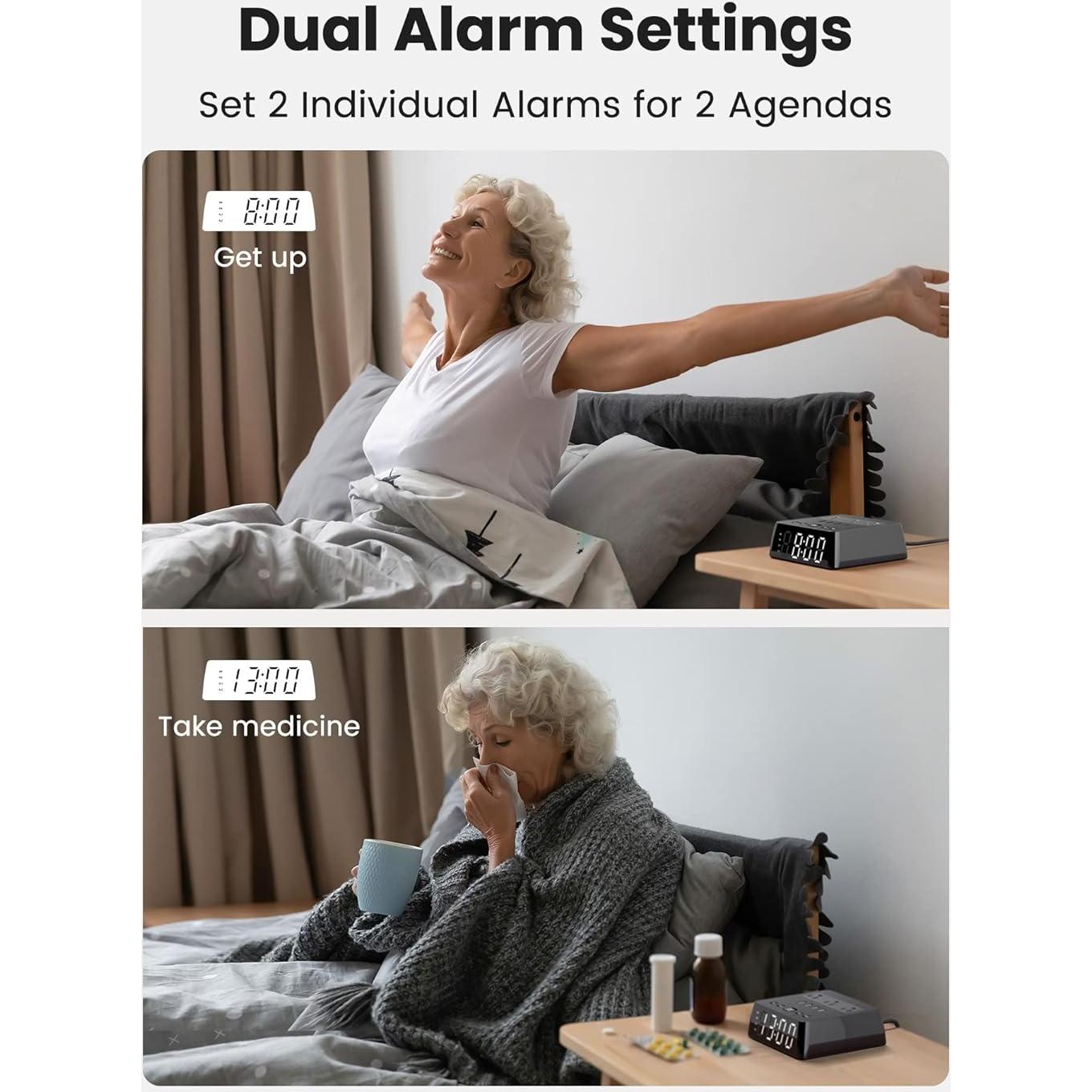 Reloj Despertador JACKYLED con 4 USB y Doble Alarma