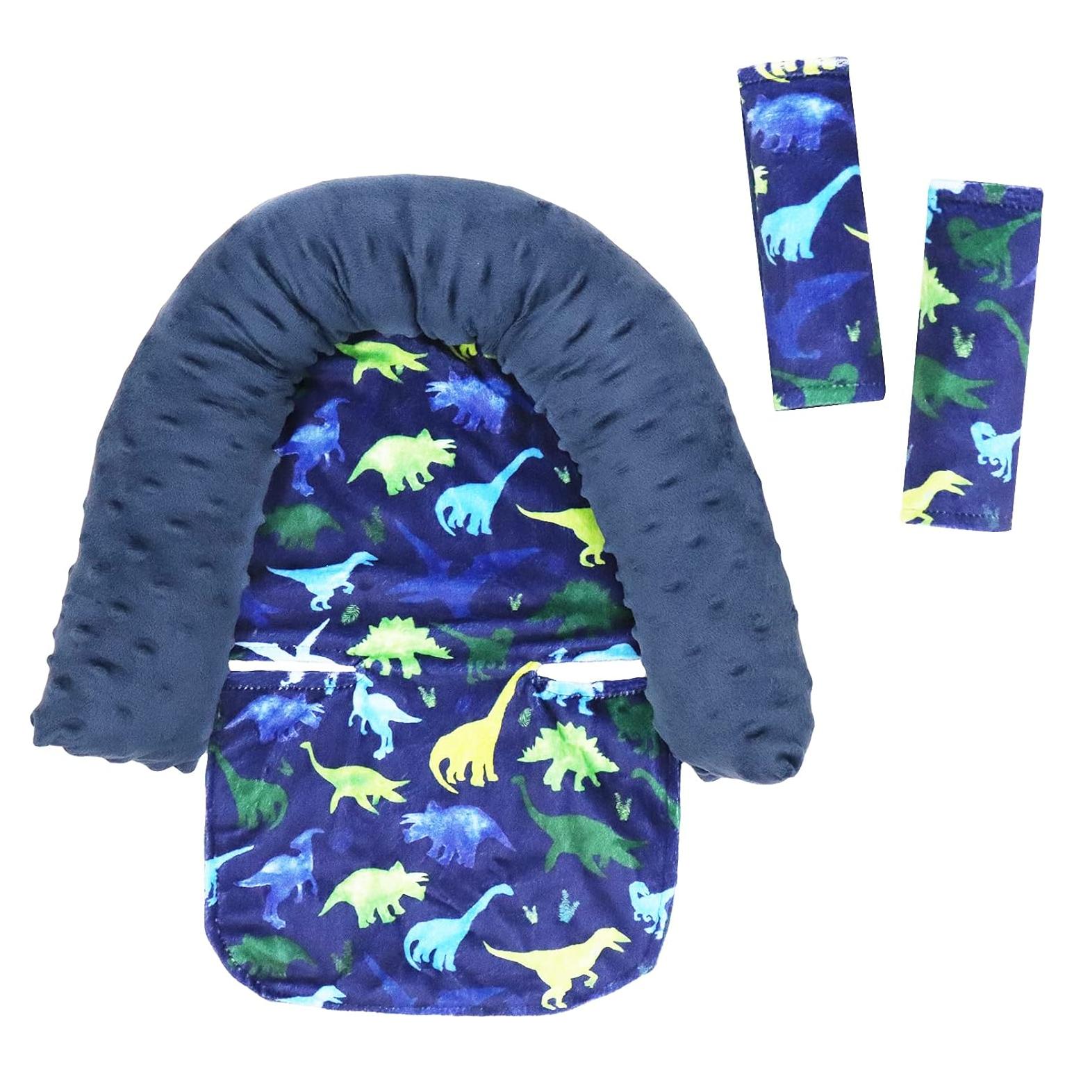 Cojín y Fundas para Asiento de Coche Bebé Dinosaurio Minky