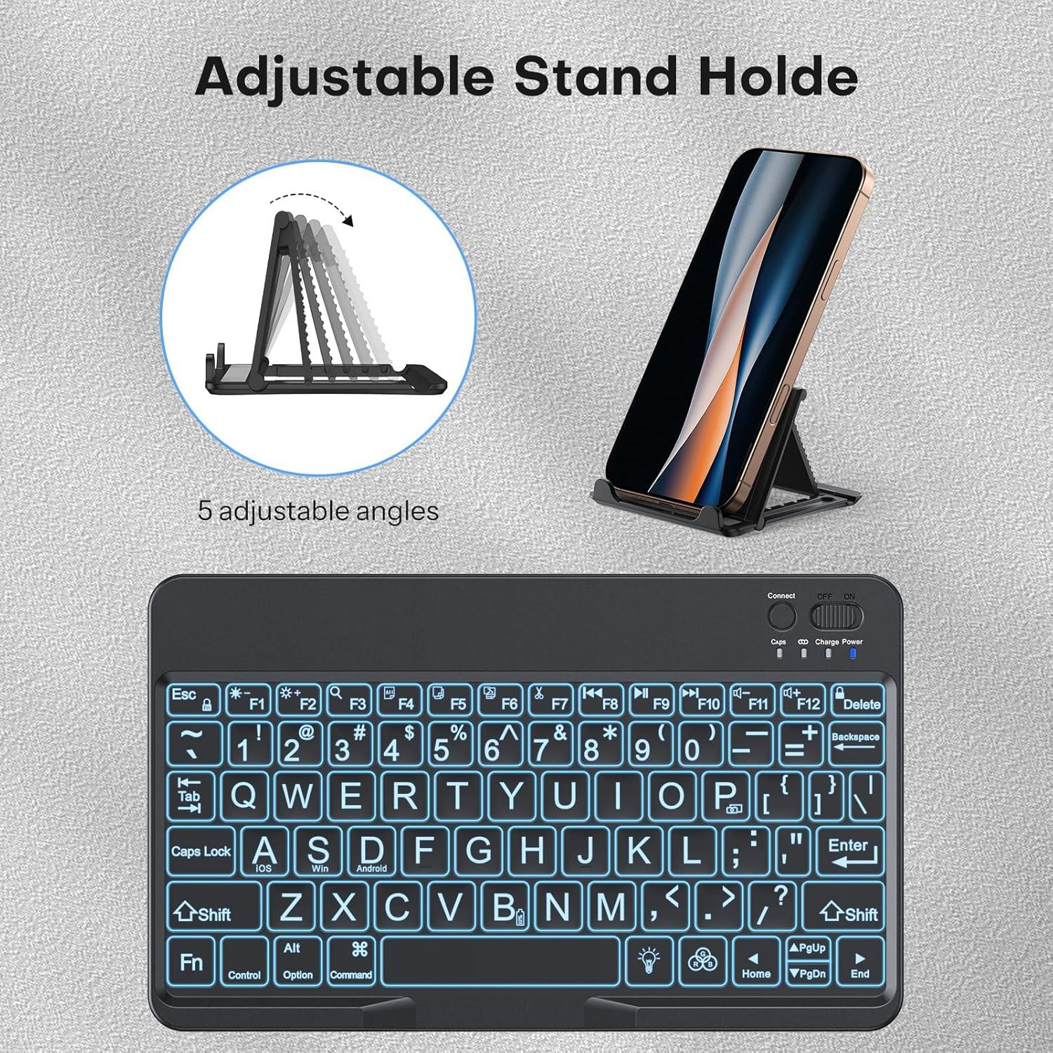 Teclado Bluetooth OMOTON Gran Tamaño para iPad y Tablets - Retroiluminación 7 Colores