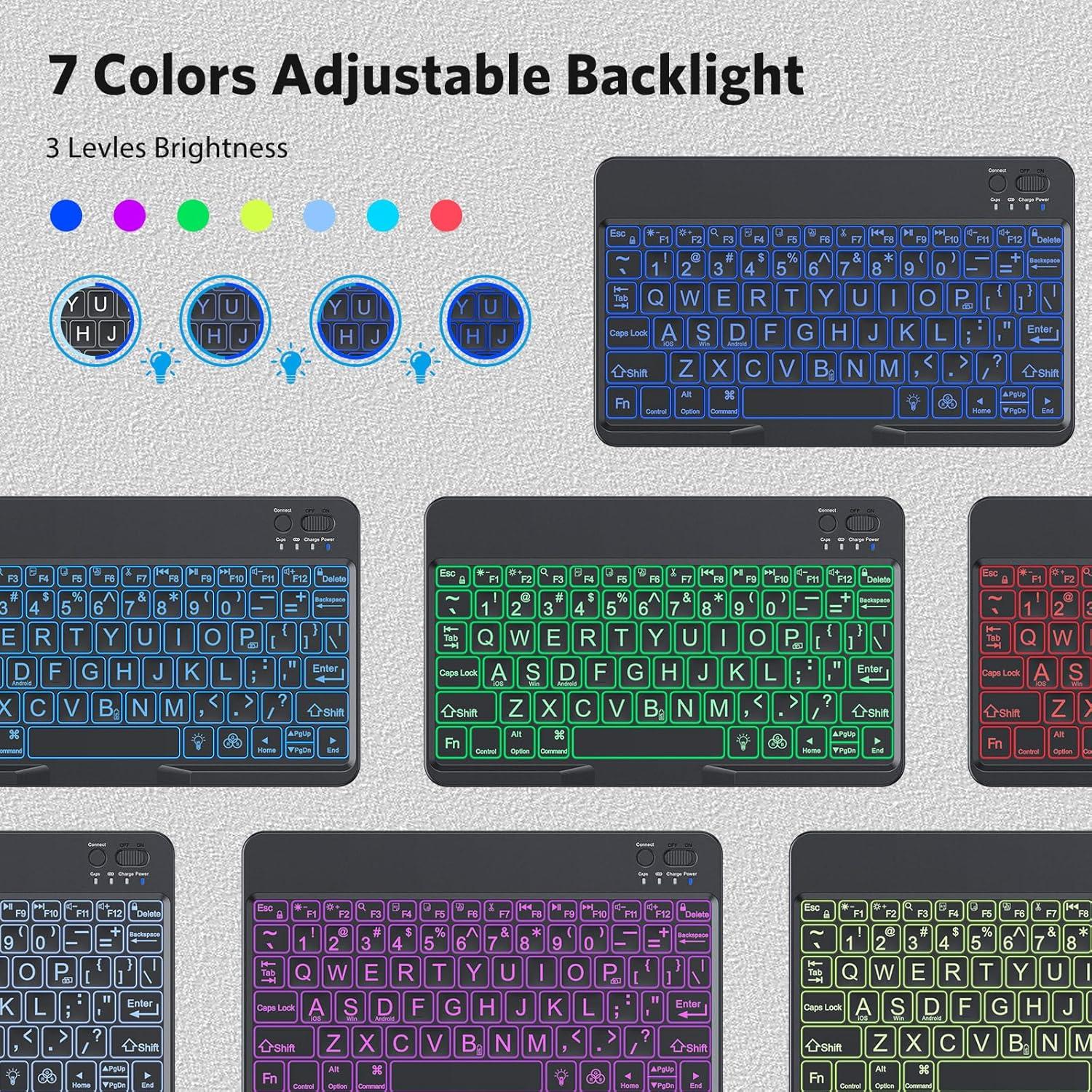 Teclado Bluetooth OMOTON Gran Tamaño para iPad y Tablets - Retroiluminación 7 Colores
