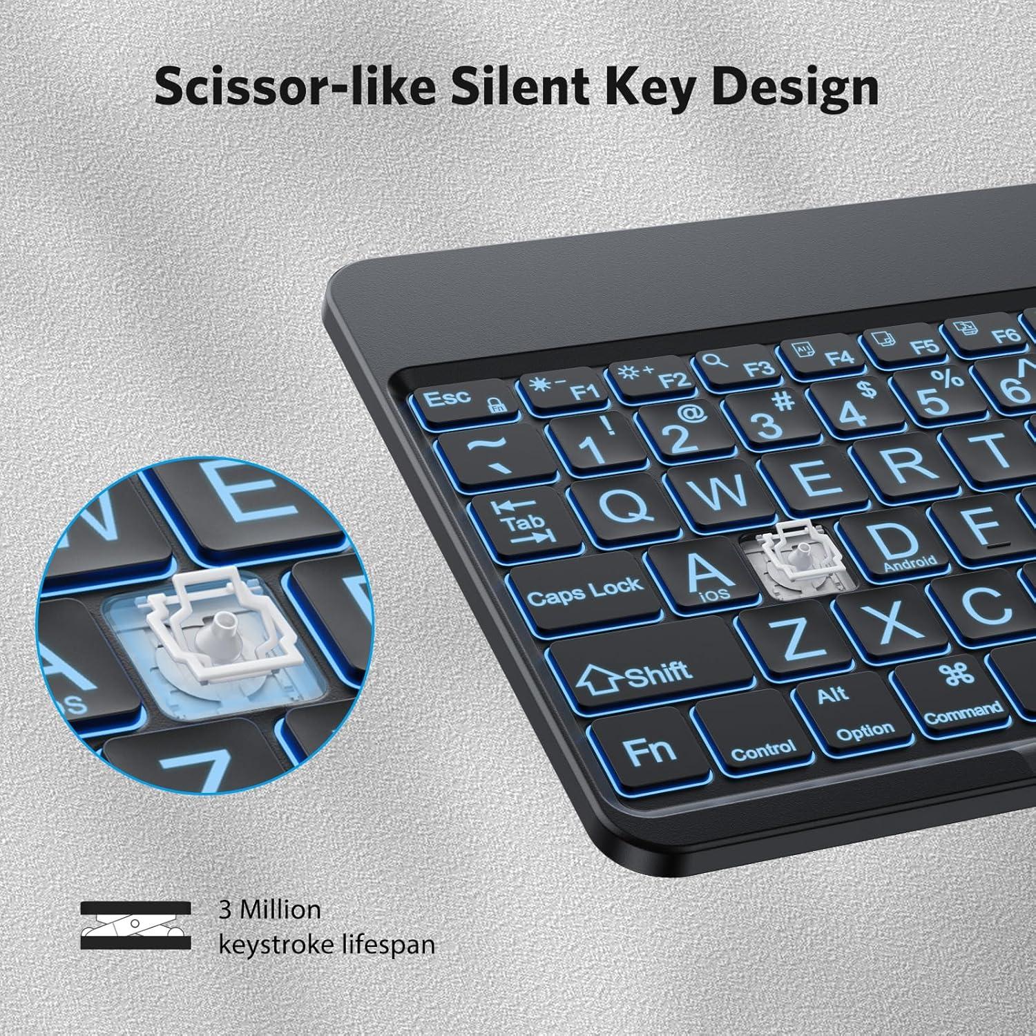 Teclado Bluetooth OMOTON Gran Tamaño para iPad y Tablets - Retroiluminación 7 Colores