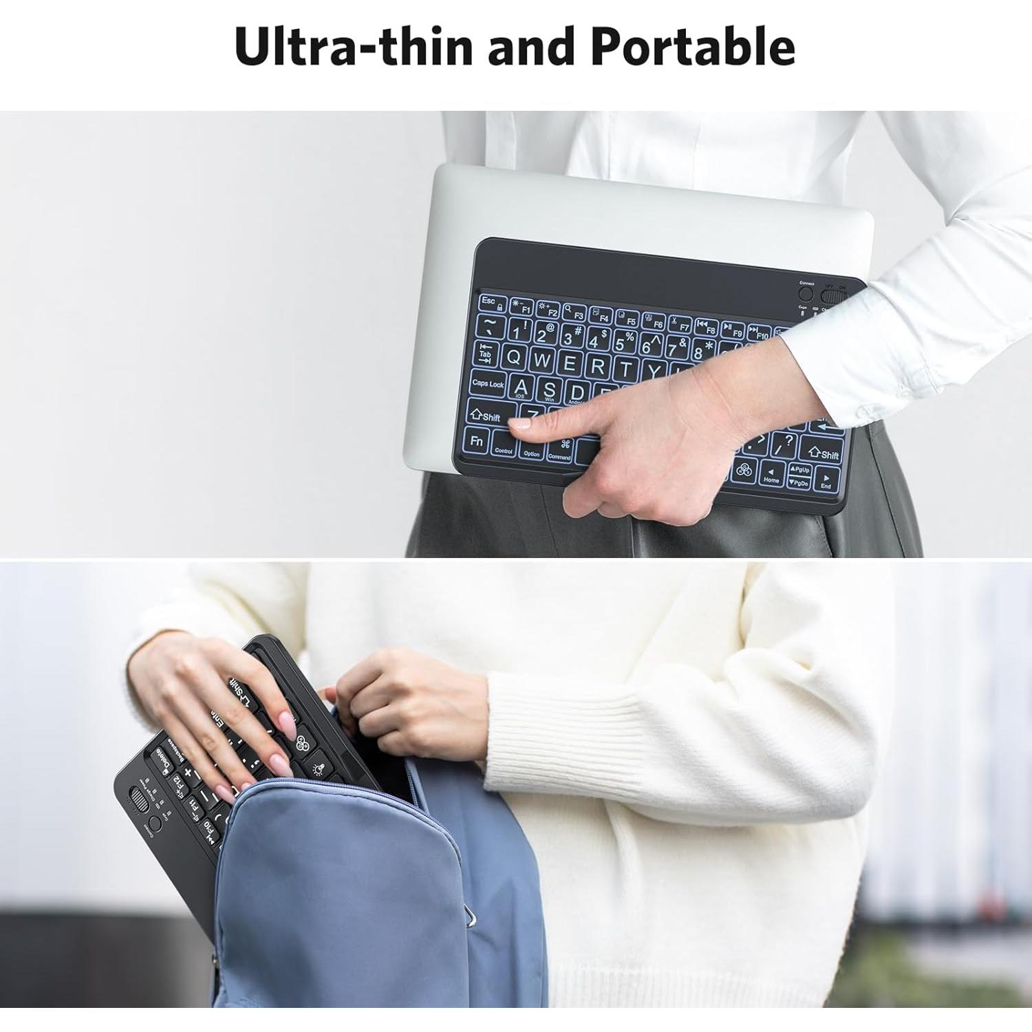 Teclado Bluetooth OMOTON Gran Tamaño para iPad y Tablets - Retroiluminación 7 Colores