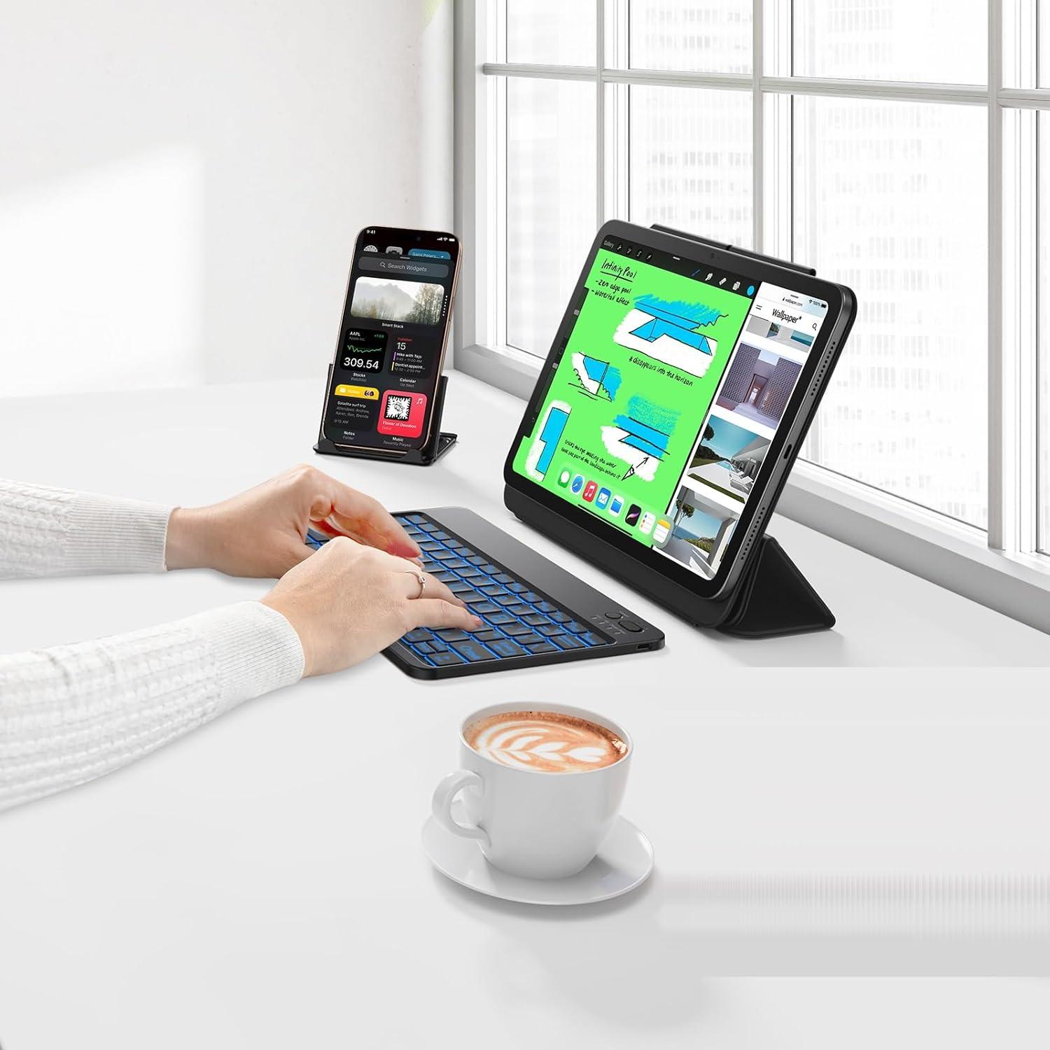 Teclado Bluetooth OMOTON Gran Tamaño para iPad y Tablets - Retroiluminación 7 Colores