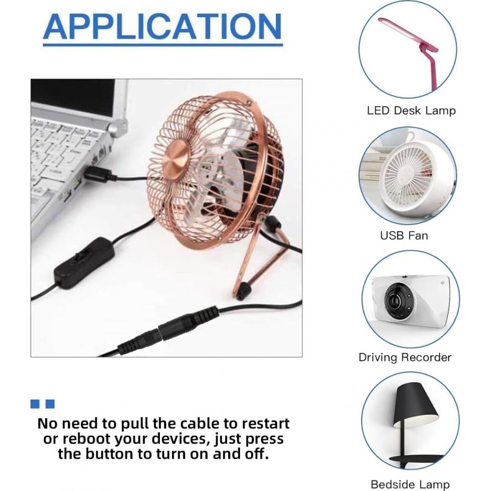 Cable DC 5.5mm con USB Tipo-A y botón encendido 1m CY