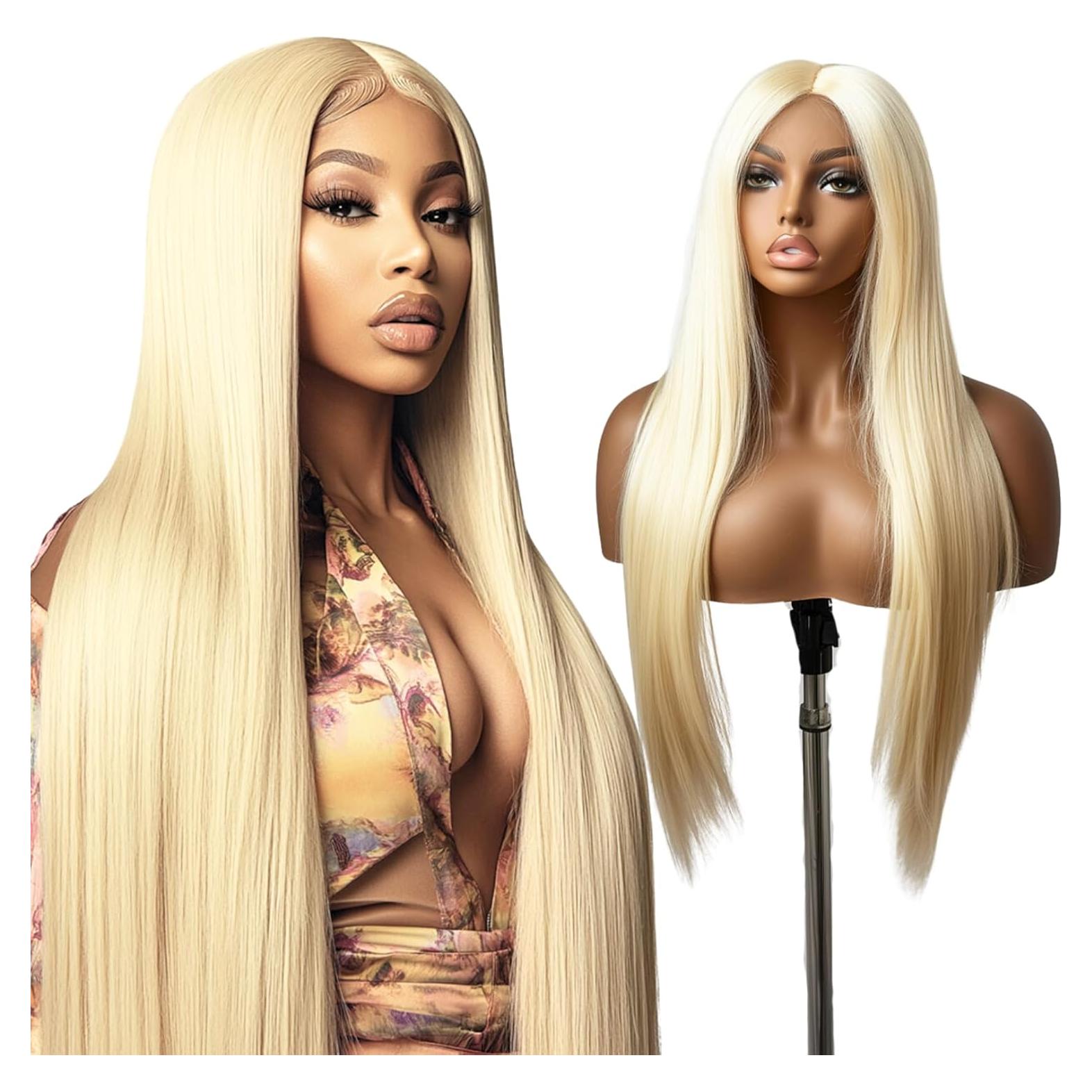 Peluca Frontal SIYUSI 76 cm Rubia 200% Densidad Cabello Humano