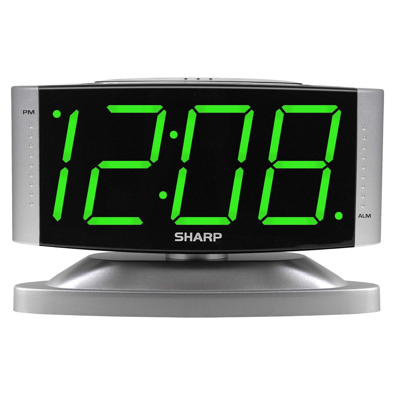 Reloj Despertador Digital SHARP LED Verde - Base Giratoria