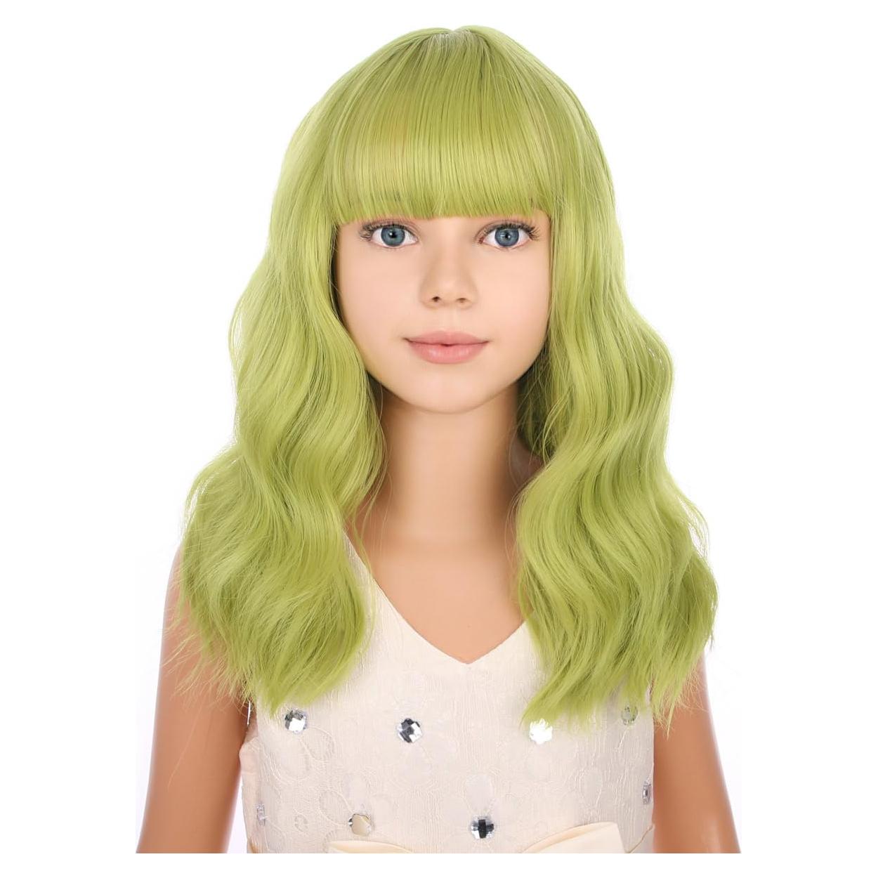 Peluca Verde Oliva PATTNIUM Corta Rizada 30 cm