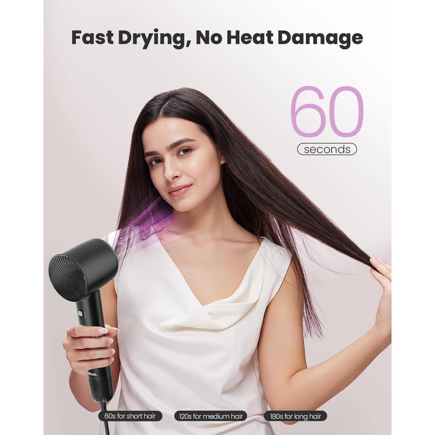 Secador de pelo Mera M3 1500W, 110,000 RPM, iones negativos