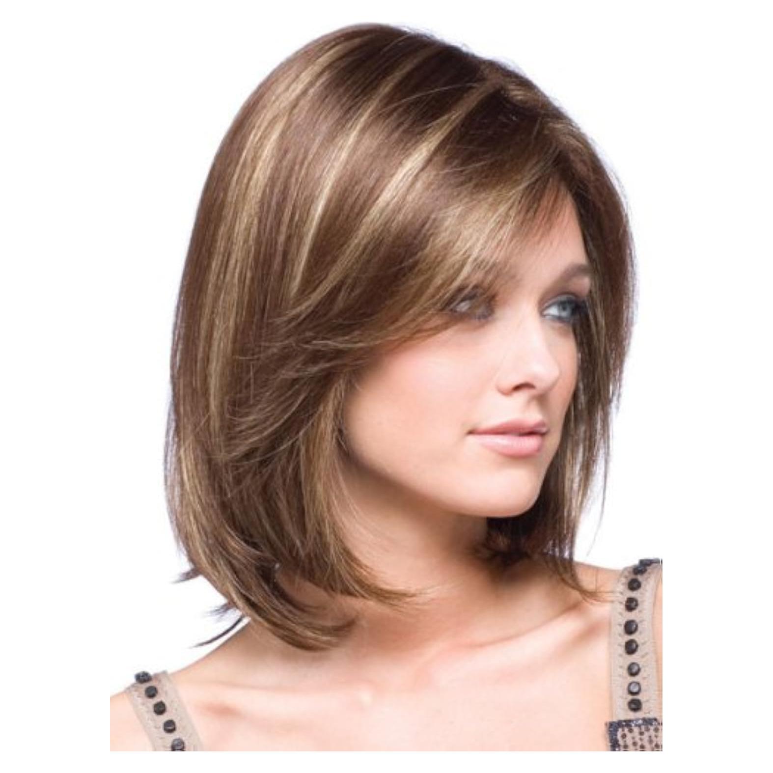 Peluca corta sintética Tsnomore marrón natural ajustable