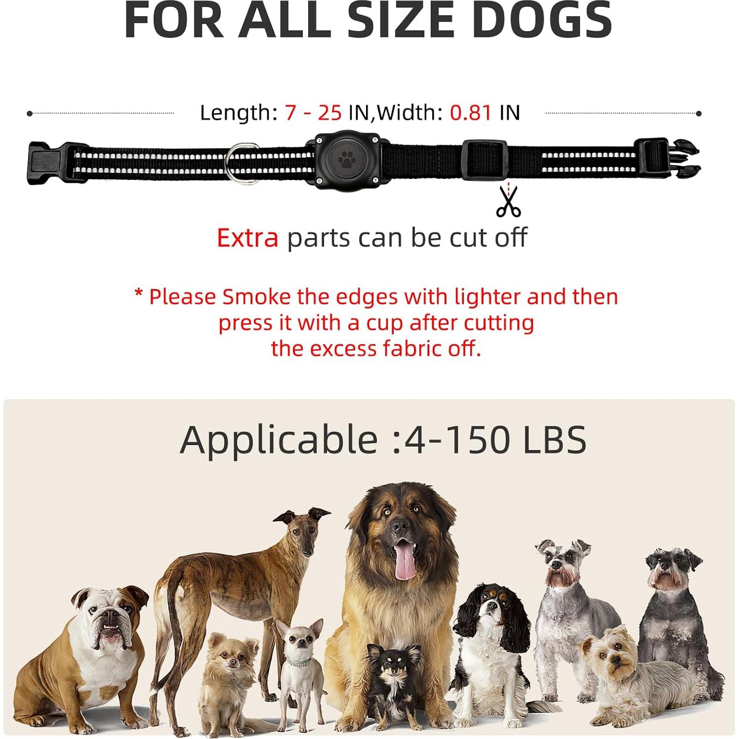 Collar para Perros Furrigo con Soporte AirTag Impermeable Negro