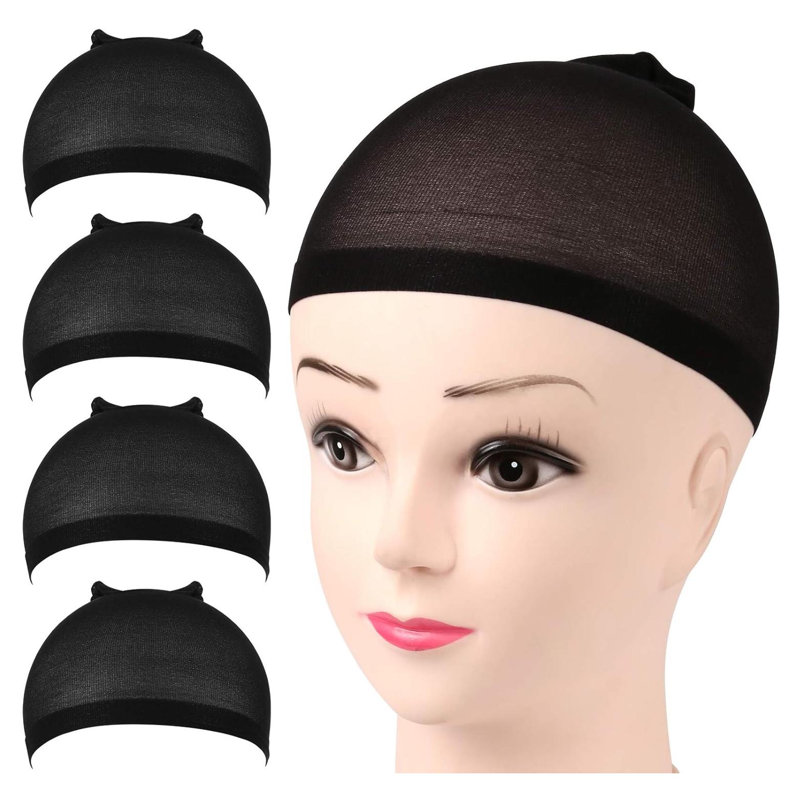 FANDAMEI Tapa de Peluca de Nylon 4 Piezas Color Negro
