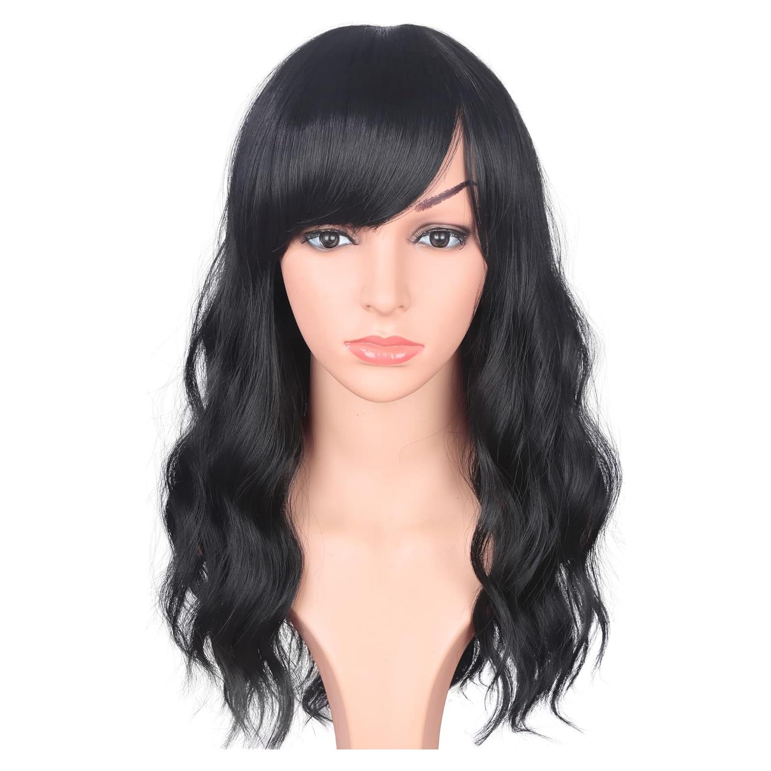 Peluca Sintética Ondulada Larga SYMEIW 40 cm Negro Natural