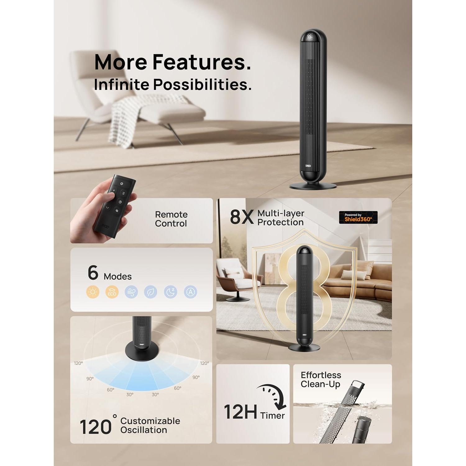 Ventilador y Calefactor Dreo 2 en 1 42" Oscilante Negro