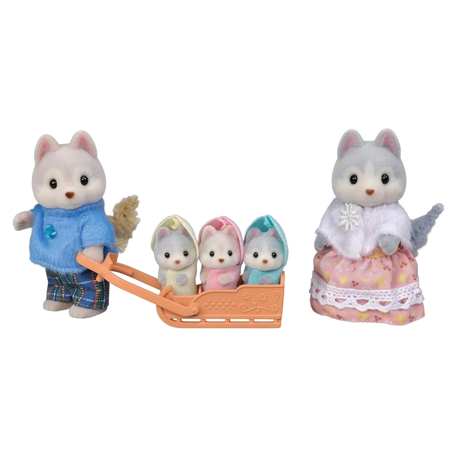 Familia Husky Calico Critters - Set de 5 Figuras 3+