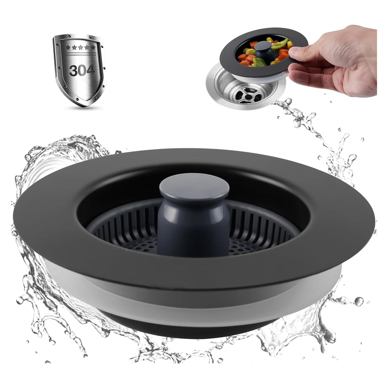 Kit de tapón y colador de desagüe iFealClear 3 en 1 acero inoxidable