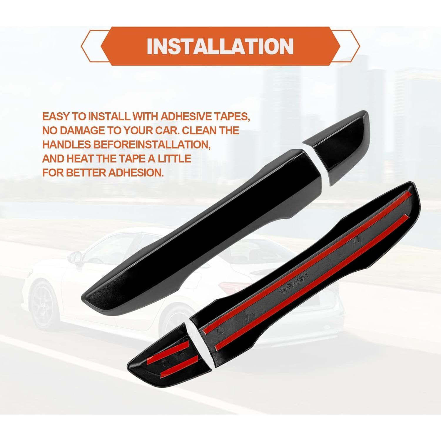 Exterior Department Handle Compatible with 10th Generation Honda Civic 2016-2021 Sedan Trim Parts with Smart Keyhole, ABS Exterior Door Handle Cover Trim, Black