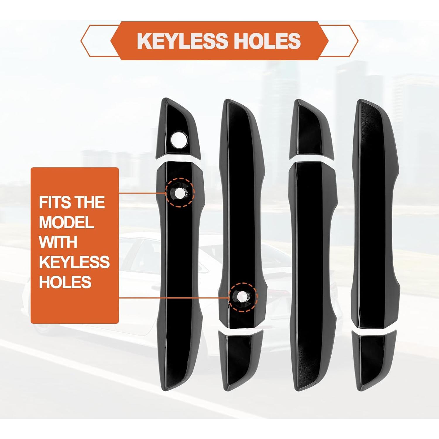 Exterior Department Handle Compatible with 10th Generation Honda Civic 2016-2021 Sedan Trim Parts with Smart Keyhole, ABS Exterior Door Handle Cover Trim, Black