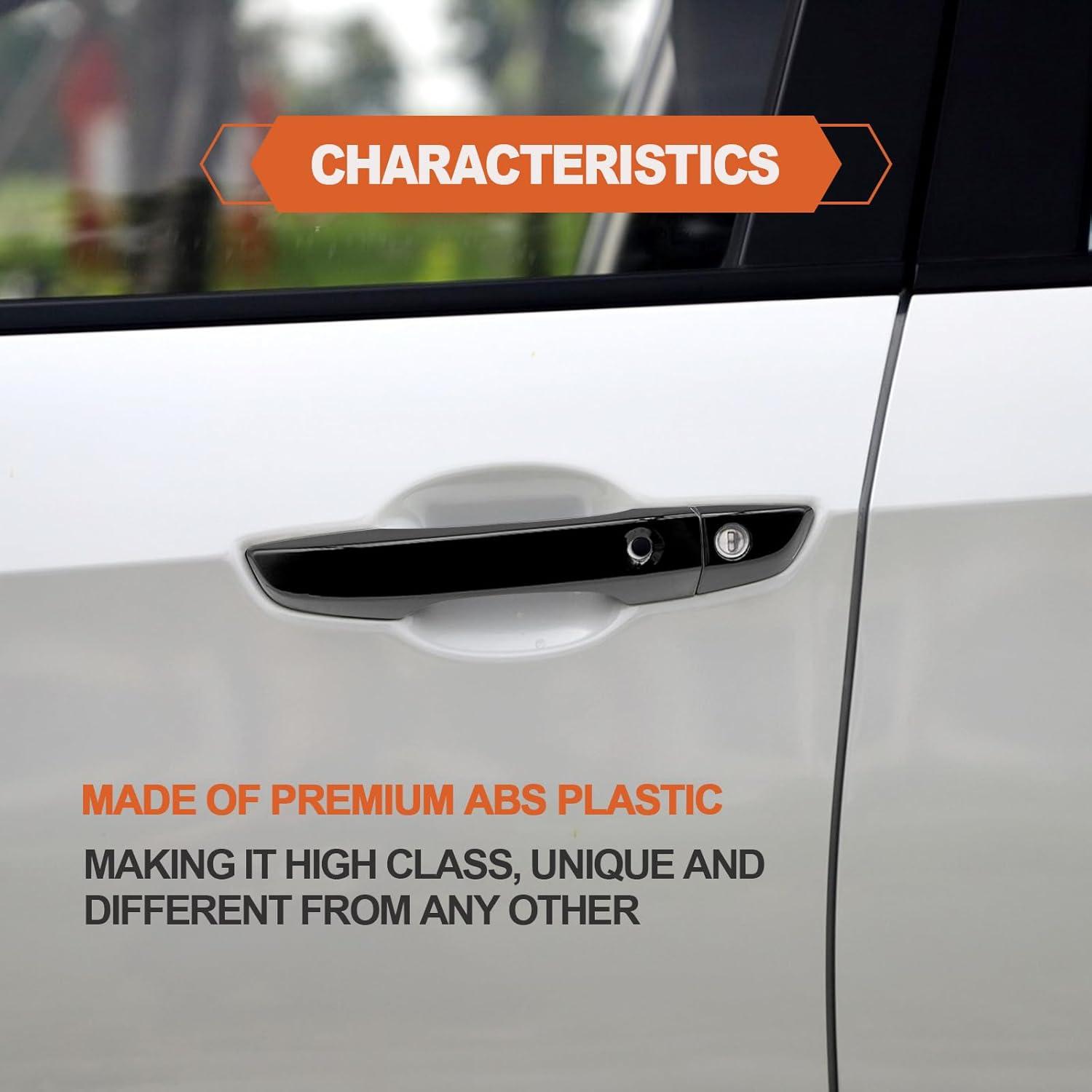 Exterior Department Handle Compatible with 10th Generation Honda Civic 2016-2021 Sedan Trim Parts with Smart Keyhole, ABS Exterior Door Handle Cover Trim, Black