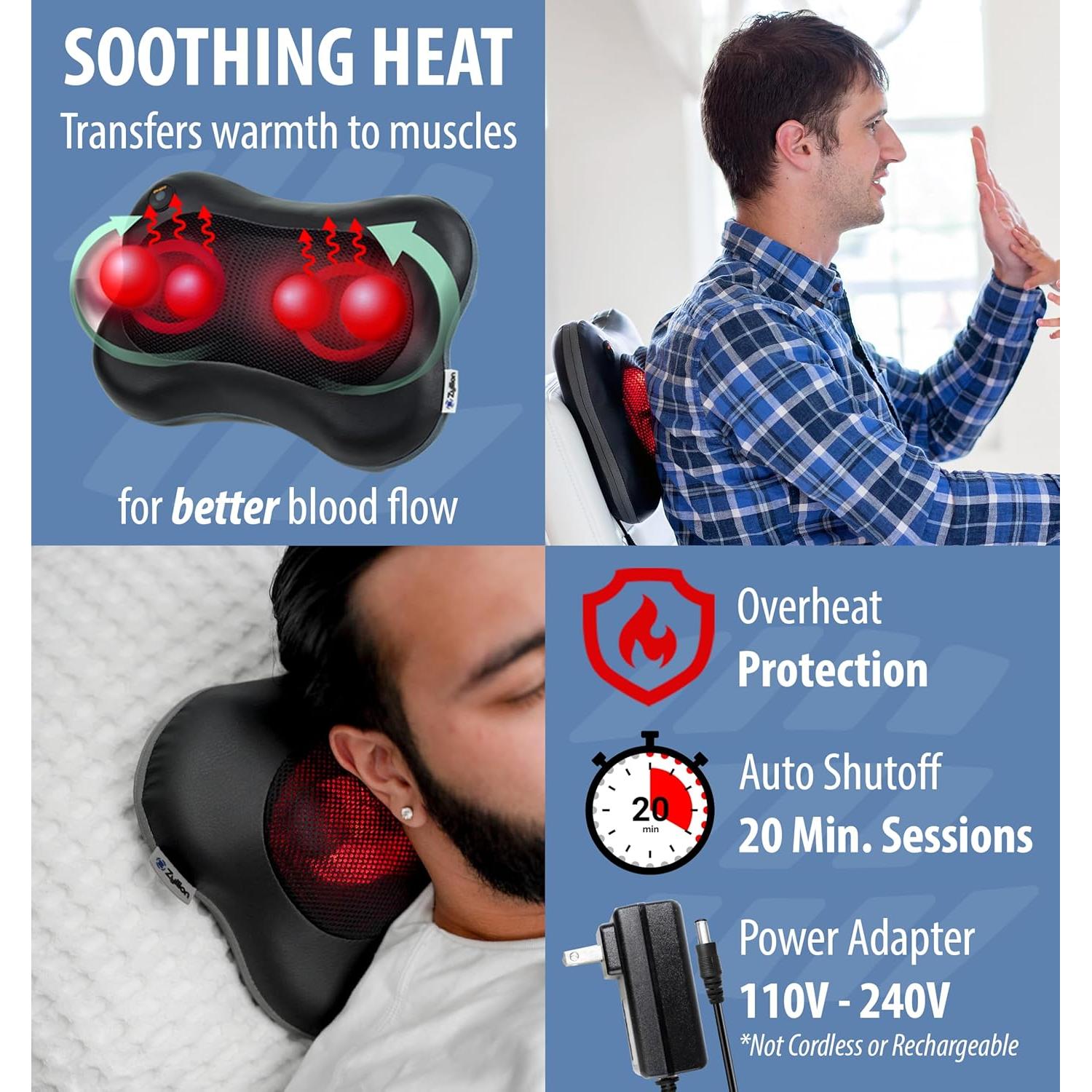 Masajeador Zyllion ZMA-13 para Espalda y Cuello con Calor