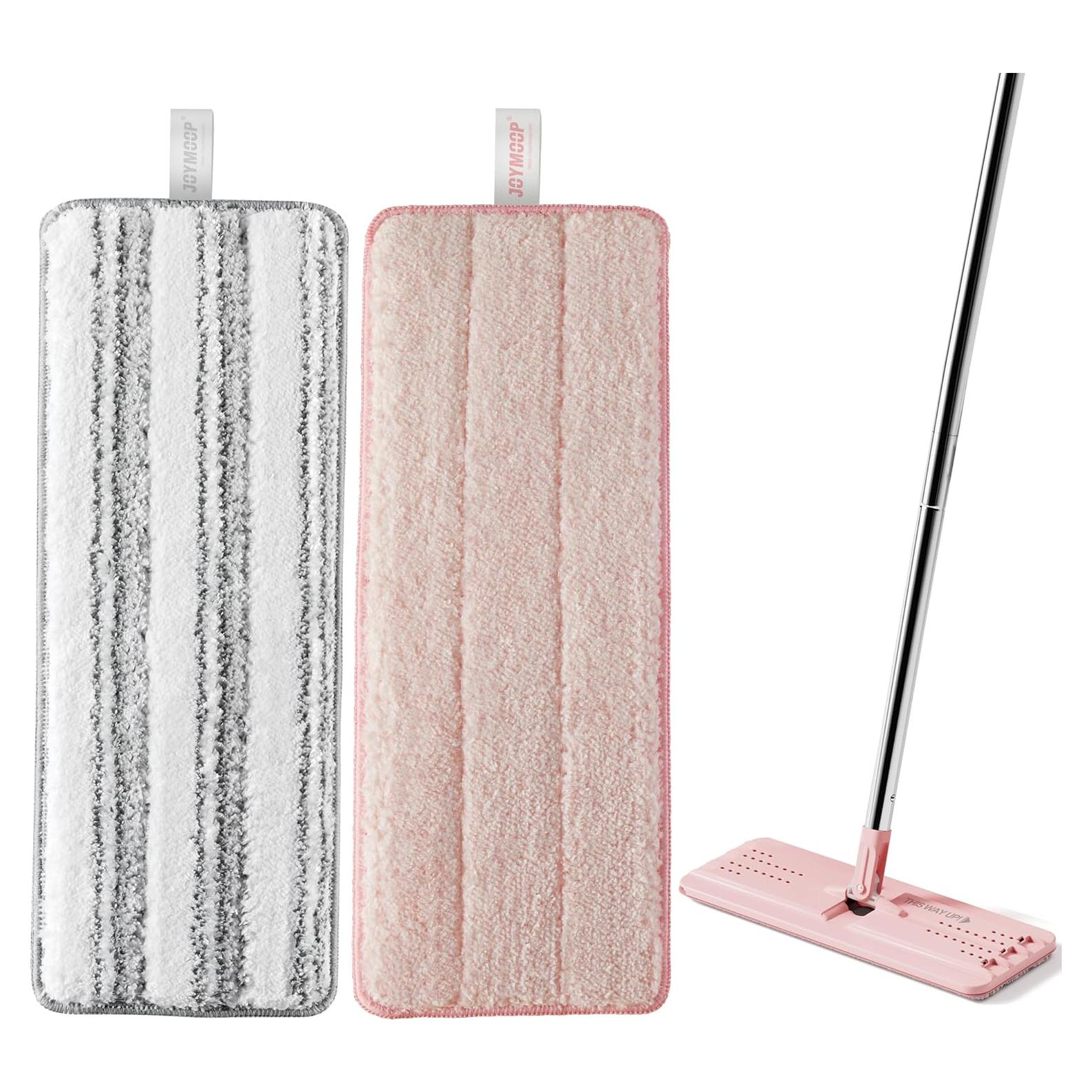 Almohadillas de Reemplazo JOYMOOP para Mopa Plana 33x12cm - 2 Pcs Rayas y Rosa