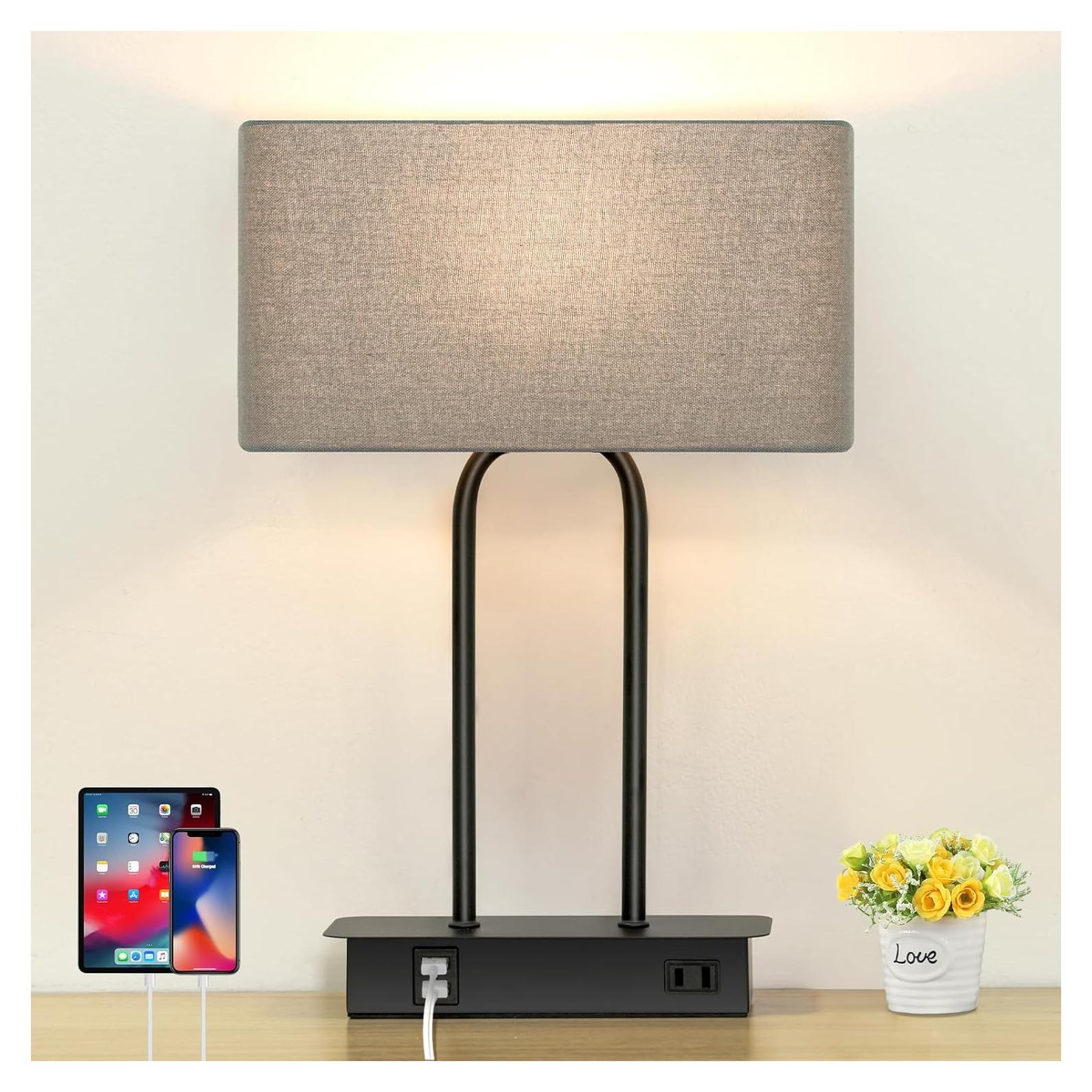 Lámpara de Mesa Táctil Regulable BesLowe Gris 3 Niveles USB