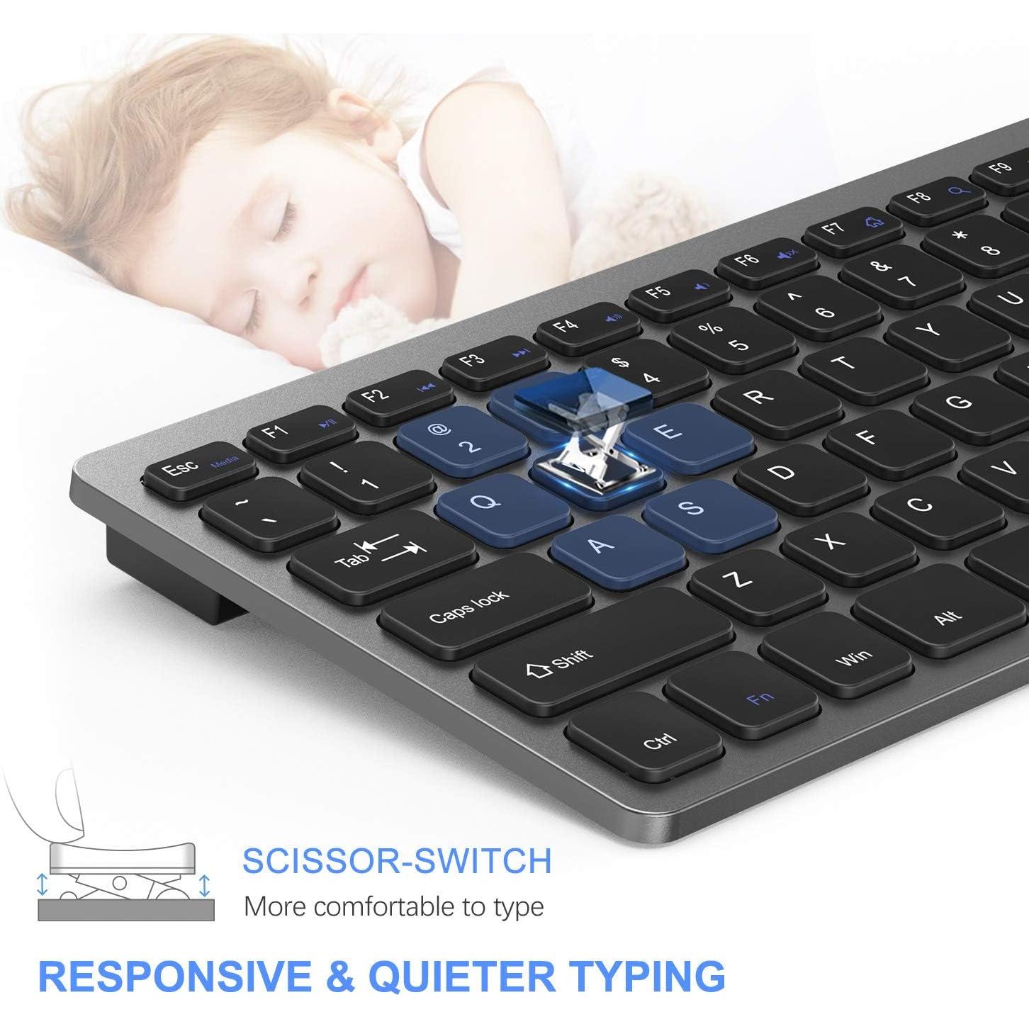 Compact Wireless Keyboard Mouse, 2.4GHz Ultra Thin Small Wireless Keyboard Mouse Combo for Desktop, Laptop (Black and Gray)