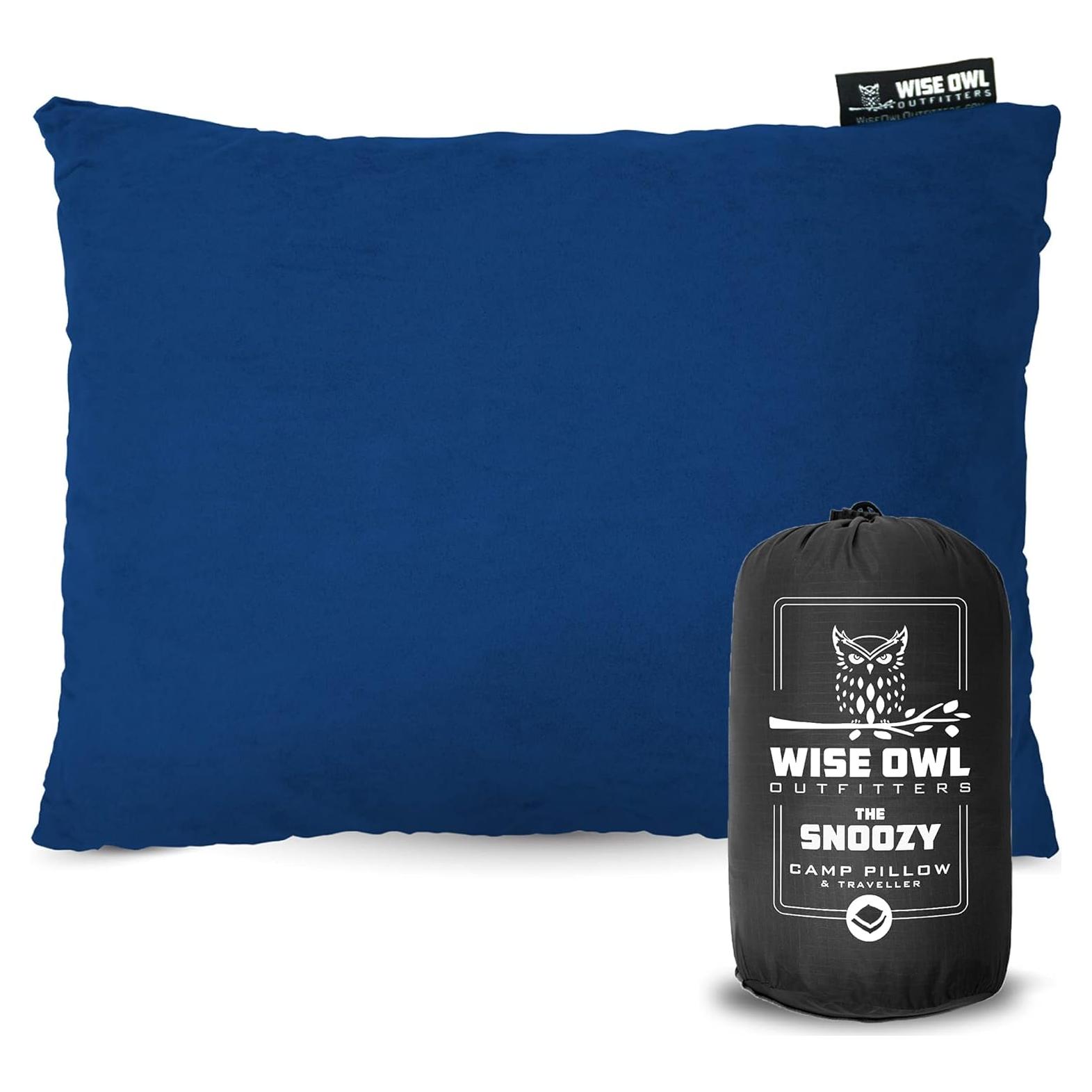 Almohada de Camping Wise Owl - Espuma Viscoelástica 10cm Azul