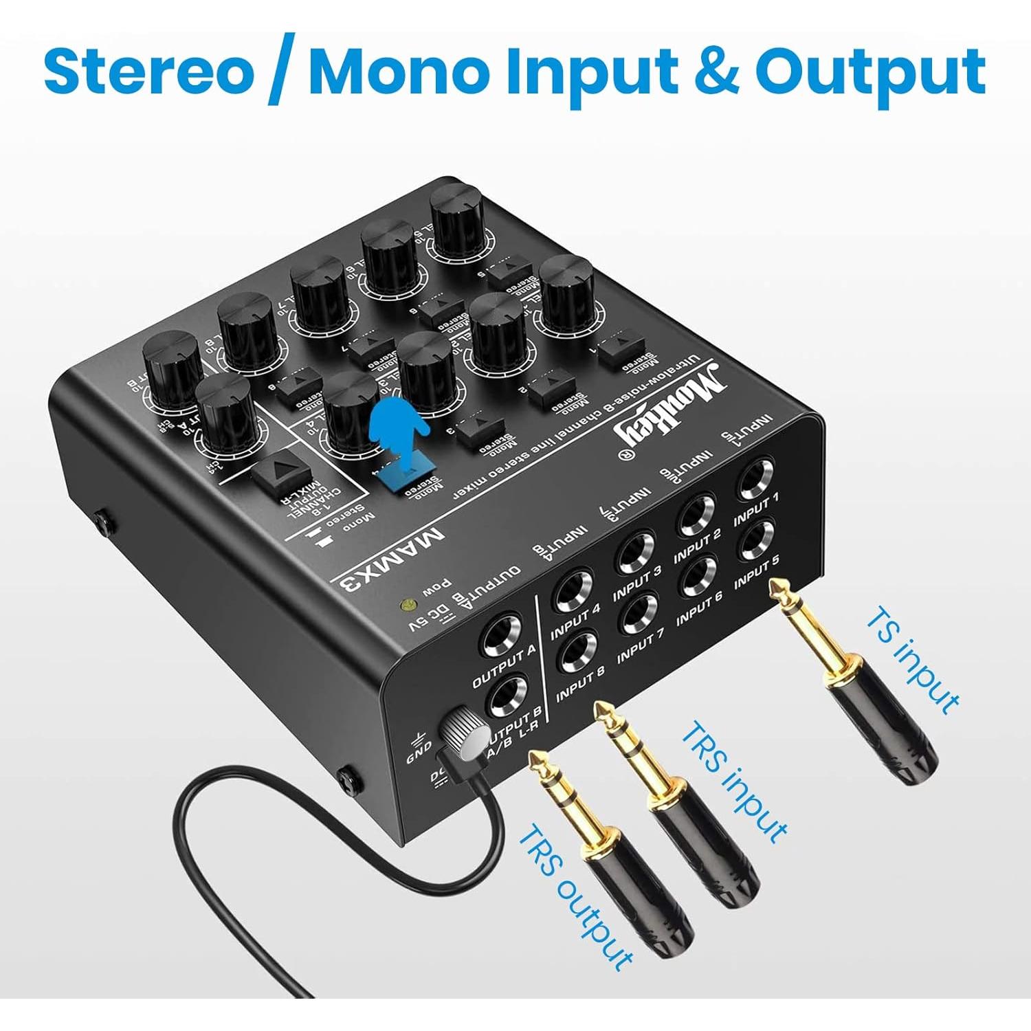 Mezclador de Audio Moukey MK0150 8 Canales Bajo Ruido